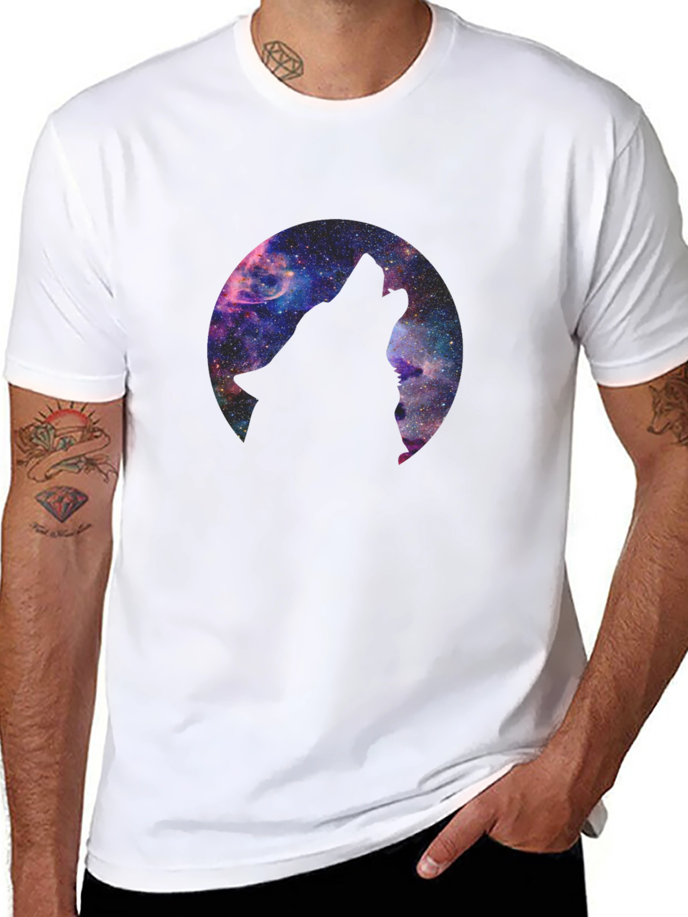 Black Cosmic Wolf T-Shirt - Black Graphic Tee view 8