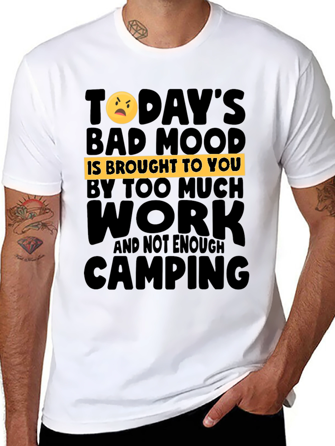 Black Humorous Camping & Work T-Shirt view 8