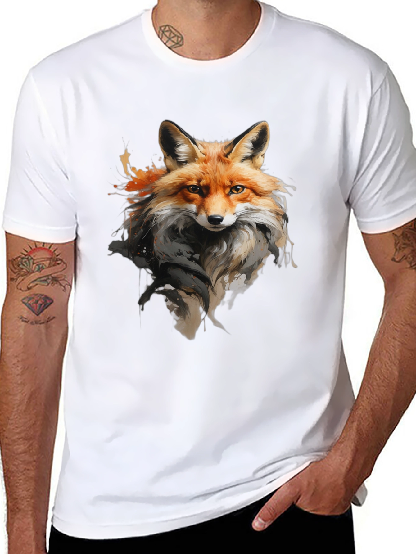 Black Fox Graphic T-Shirt: Stylish Animal Print Tee view 8