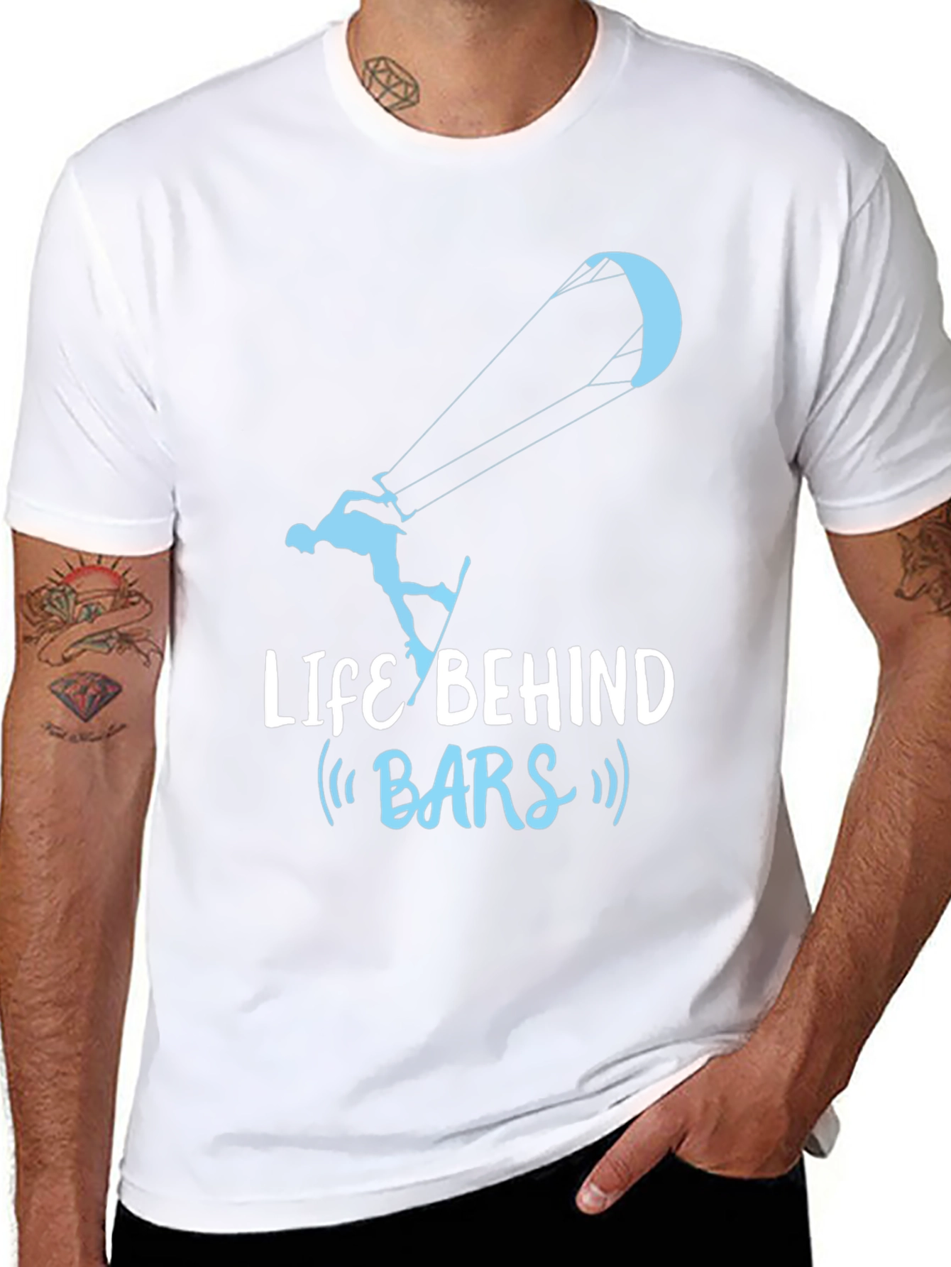 Black Life Behind Bars Kitesurfing T-Shirt - Cool Design view 8