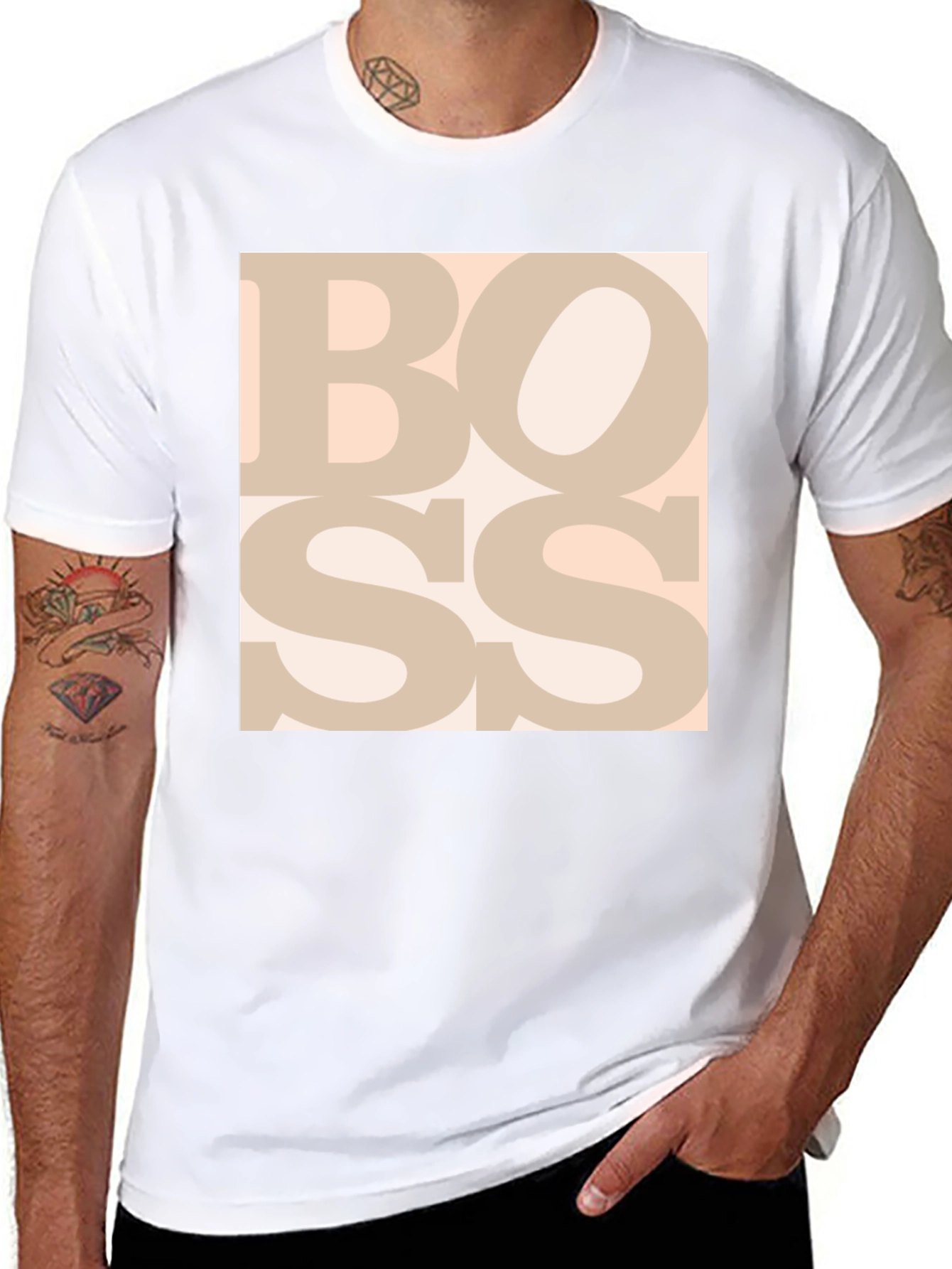 Black Bold BOSS Graphic Tee - Black Cotton T-Shirt view 8