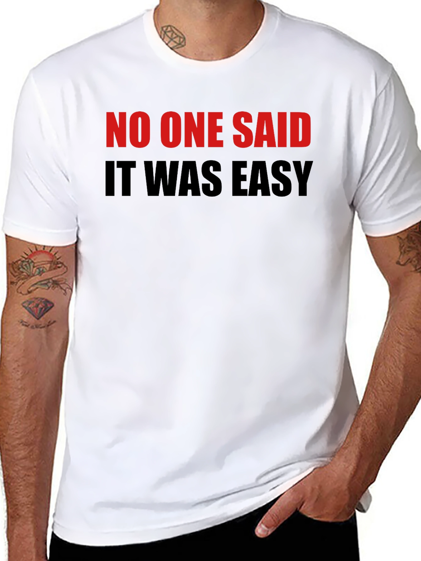 Black No One Said It Was Easy Black T-Shirt view 8