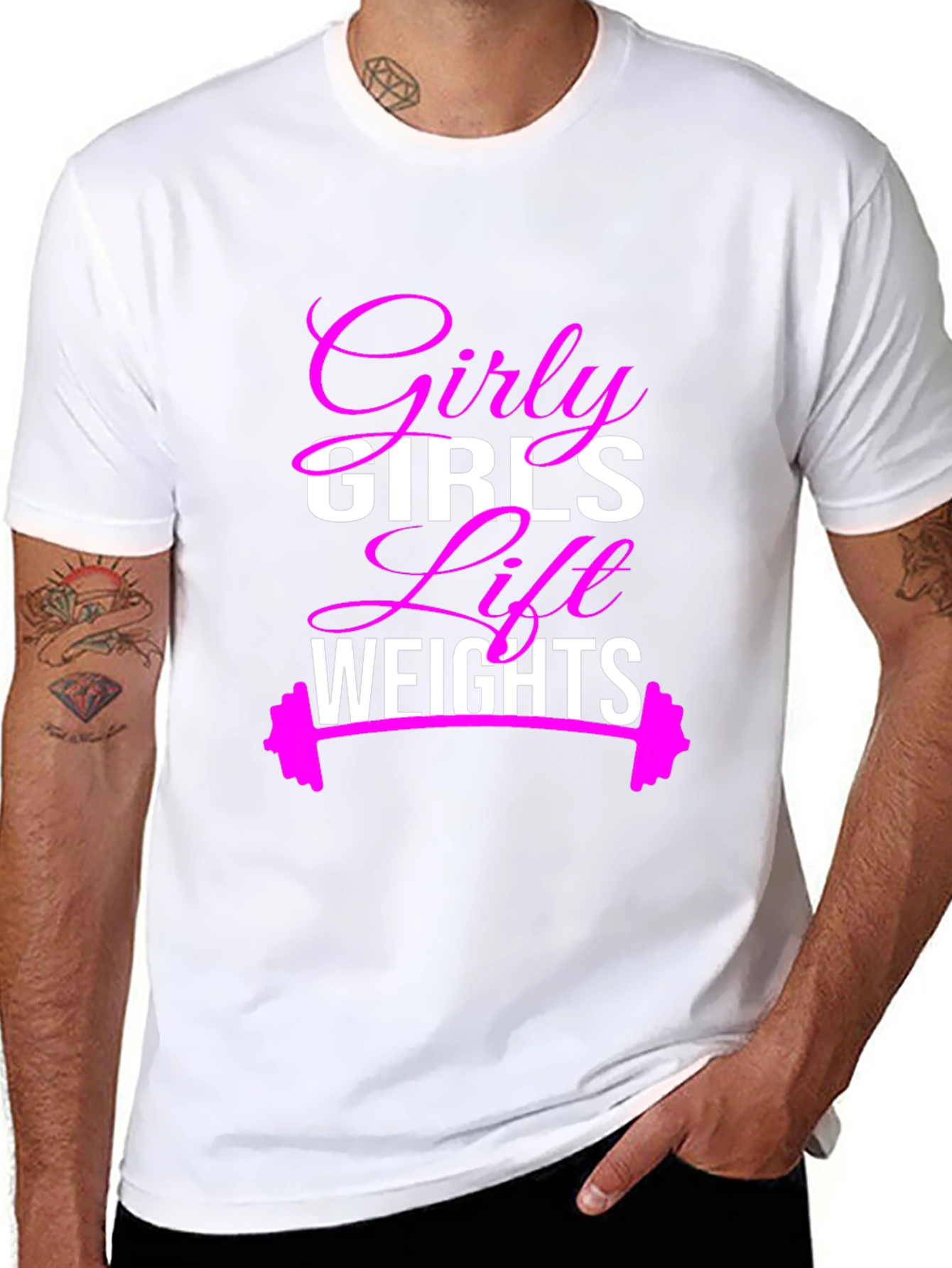 Black Girly Girls Lift Weights T-Shirt - Fitness Apparel view 8