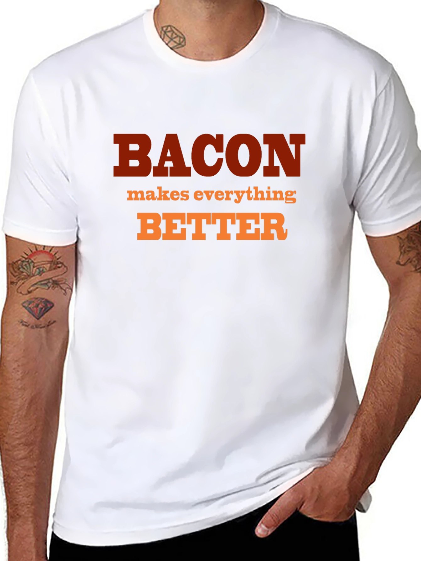 Black Bacon Makes Everything Better T-Shirt - Funny Foodie Tee view 8