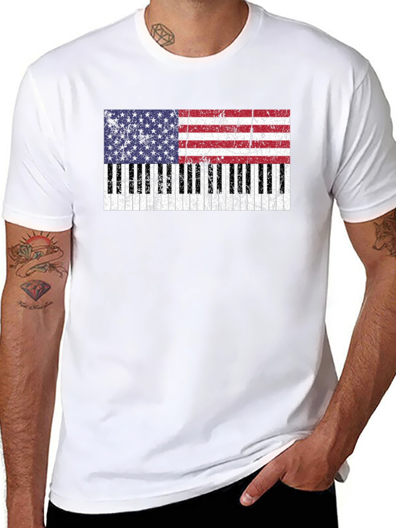 Piano Keys American Flag T-Shirt - 8