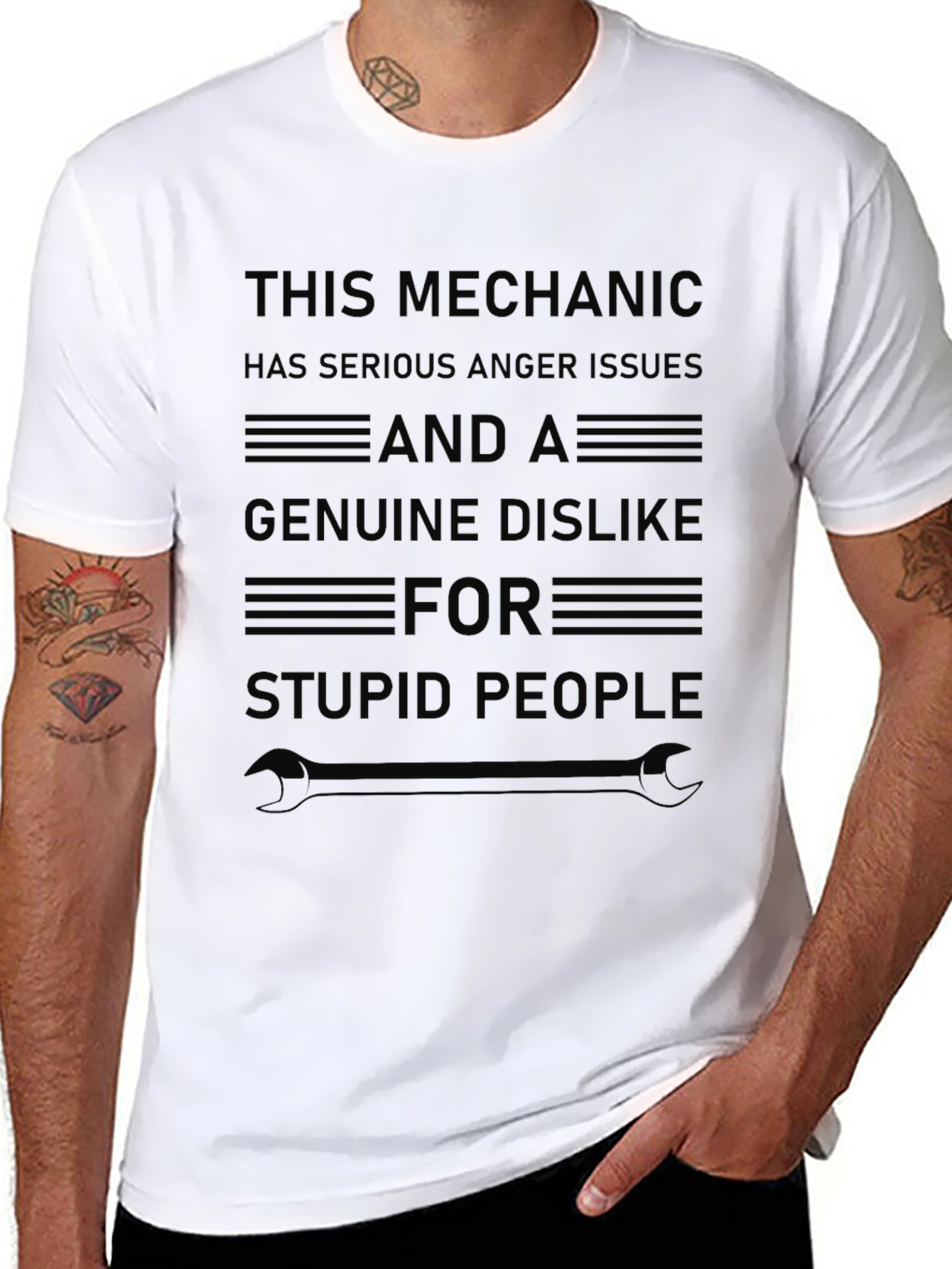 Black Mechanic Anger Issues T-Shirt - Dark Humor view 8