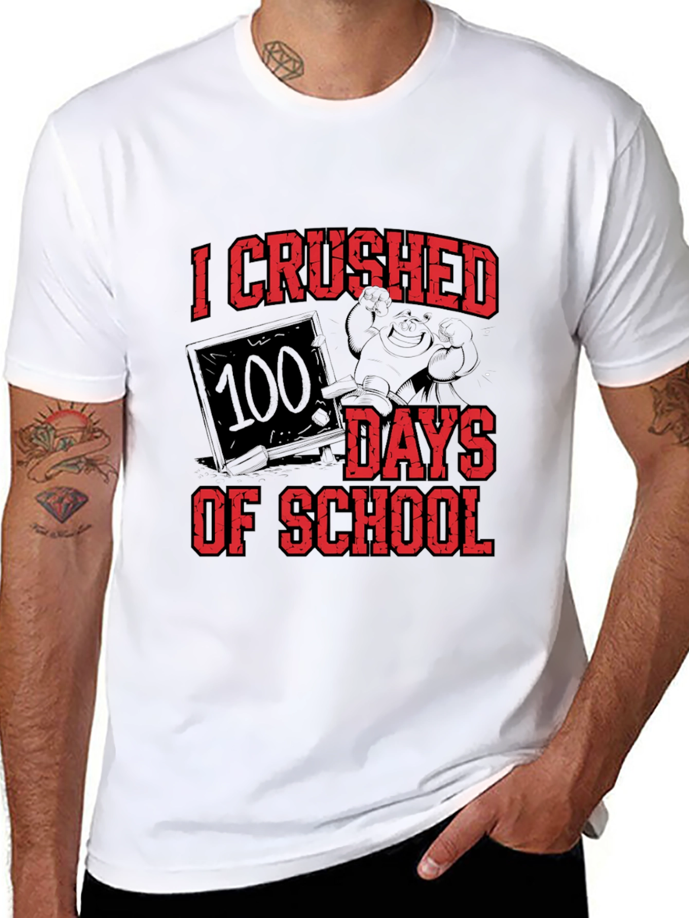 Black I Crushed 100 Days of School T-Shirt view 8