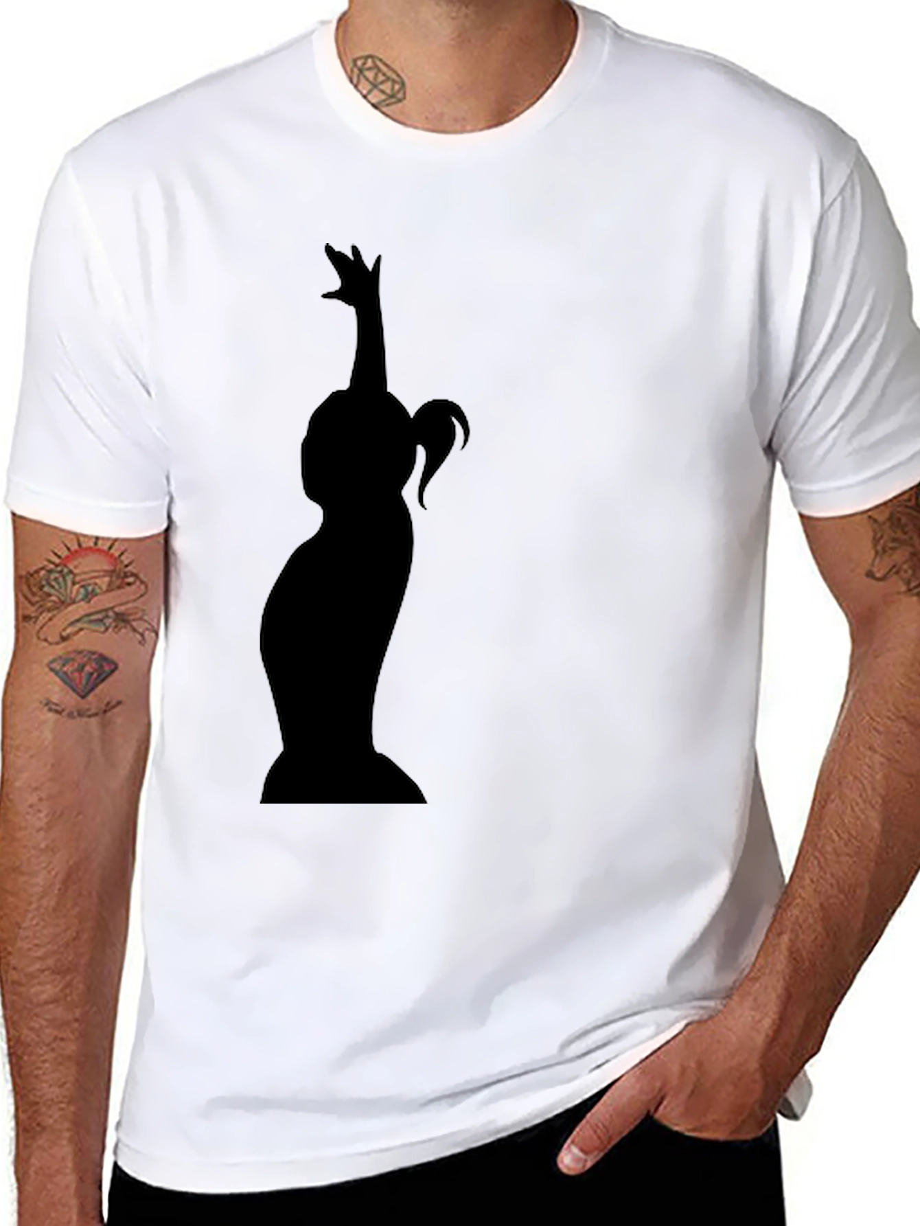 Black Silhouette Graphic Tee - Black Cotton Blend view 8