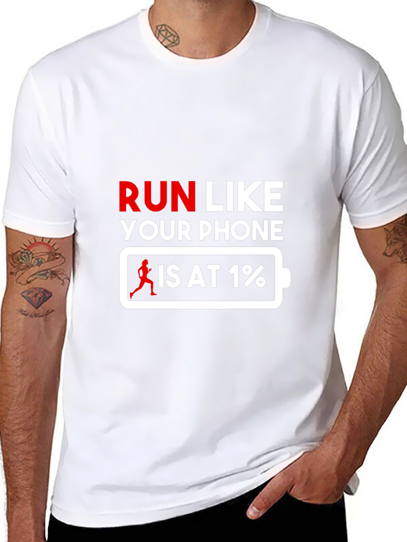 Black Run Like Your Phone is at 1% T-Shirt view 8