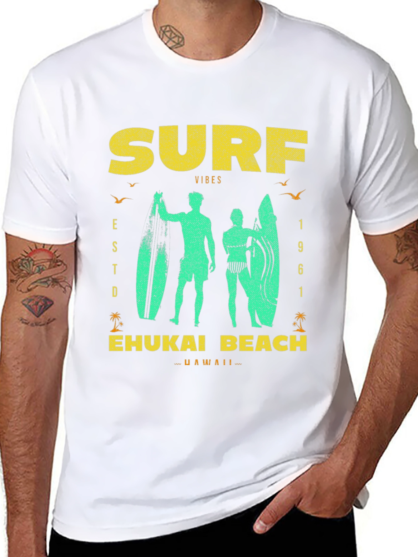 Black Surf Vibes T-Shirt | Ehukai Beach Hawaii view 8