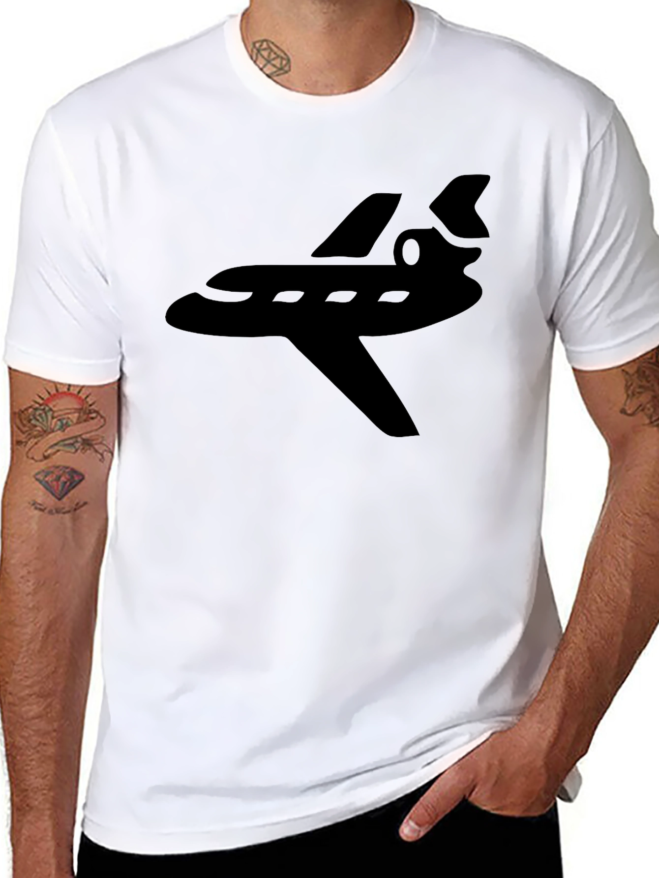 Black Jet Plane Graphic Tee - Black view 8