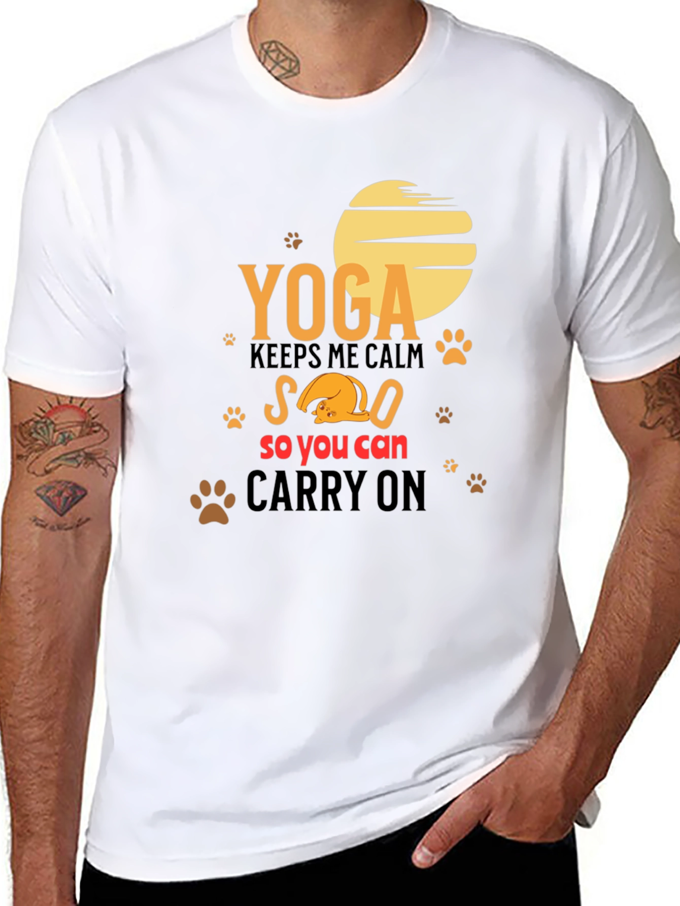 Black Yoga Cat Lover T-Shirt - Carry On Calm Tee view 8