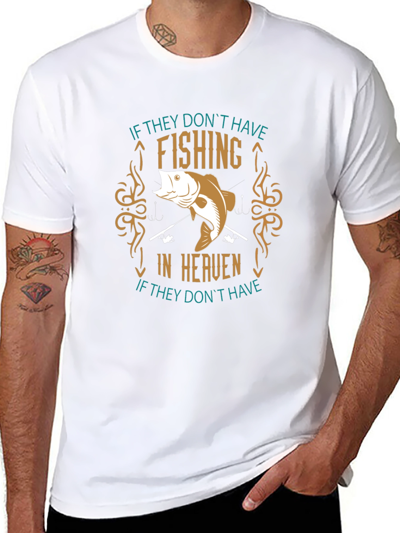 Black Fishing In Heaven Graphic T-Shirt view 8
