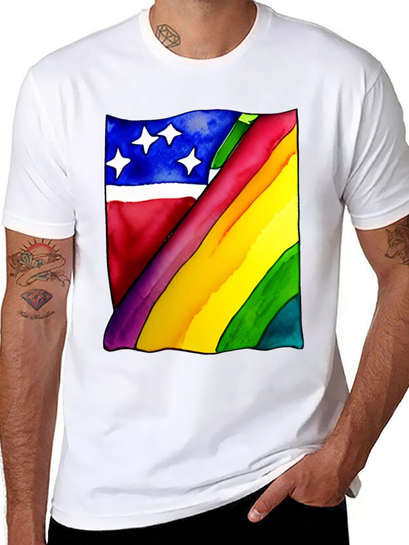 Black Rainbow Flag Graphic Tee - Unisex Black Shirt view 8