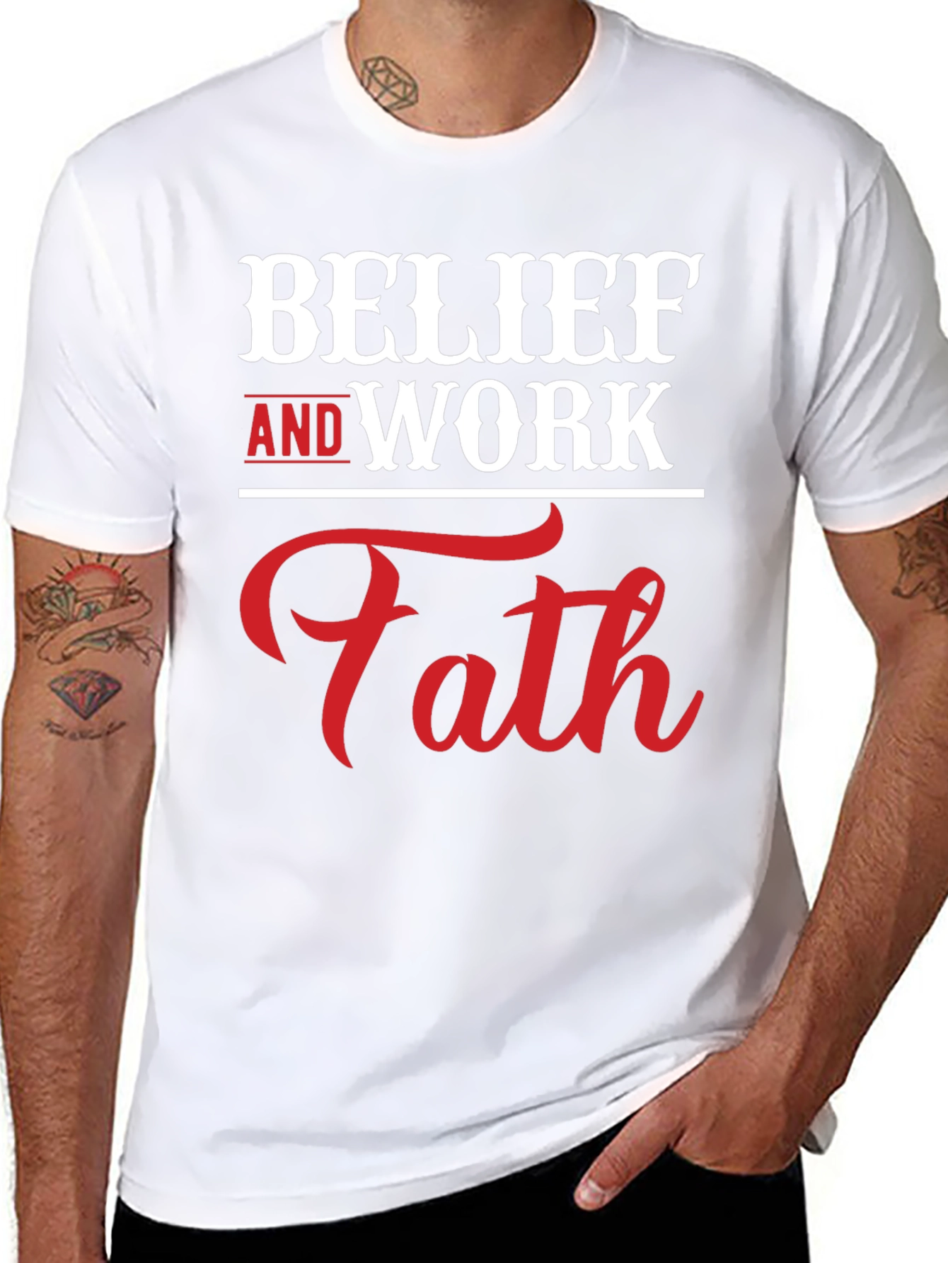 Black Belief and Work Faith Graphic T-Shirt view 8
