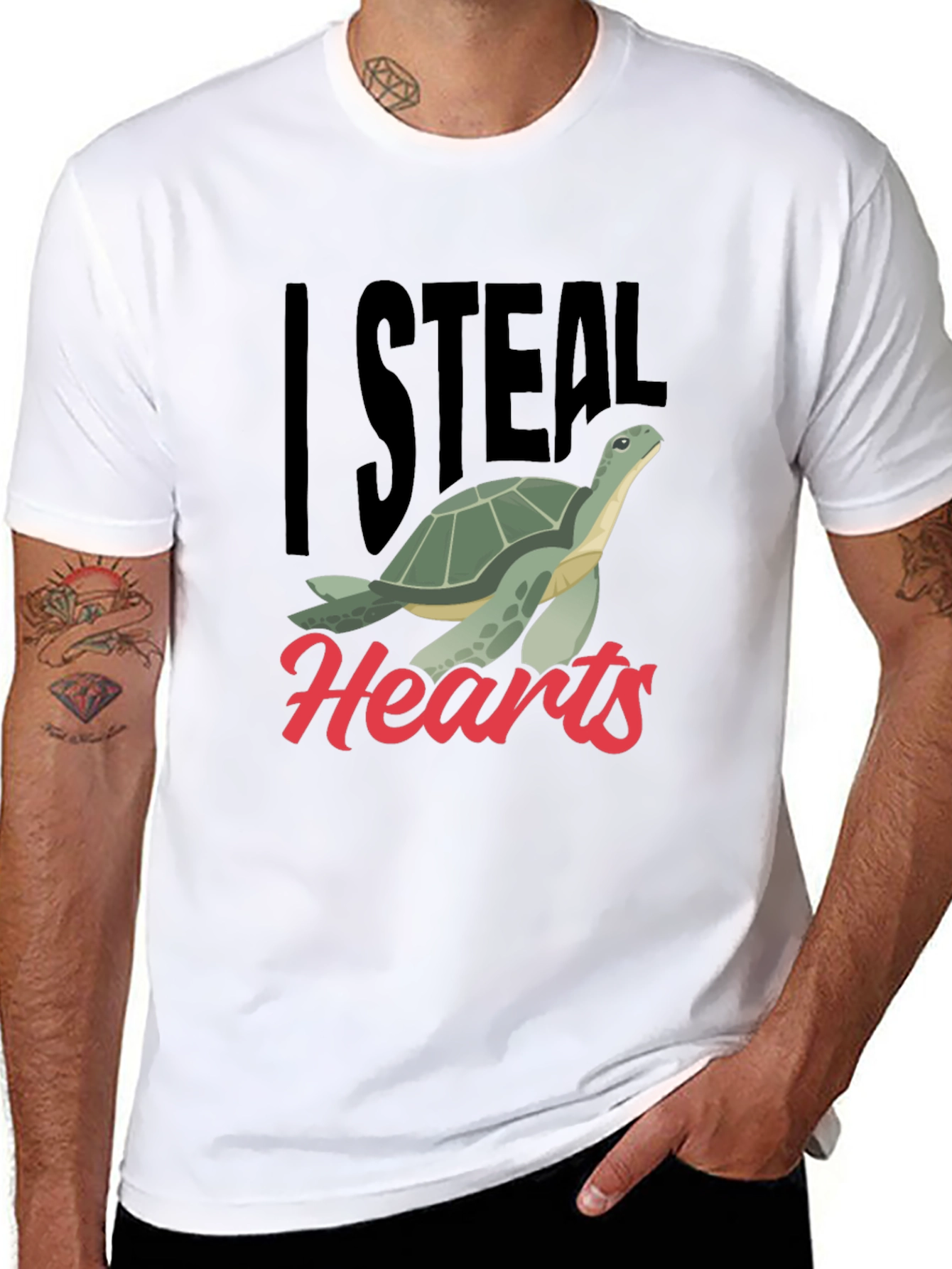 Black I Steal Hearts Turtle T-Shirt view 8