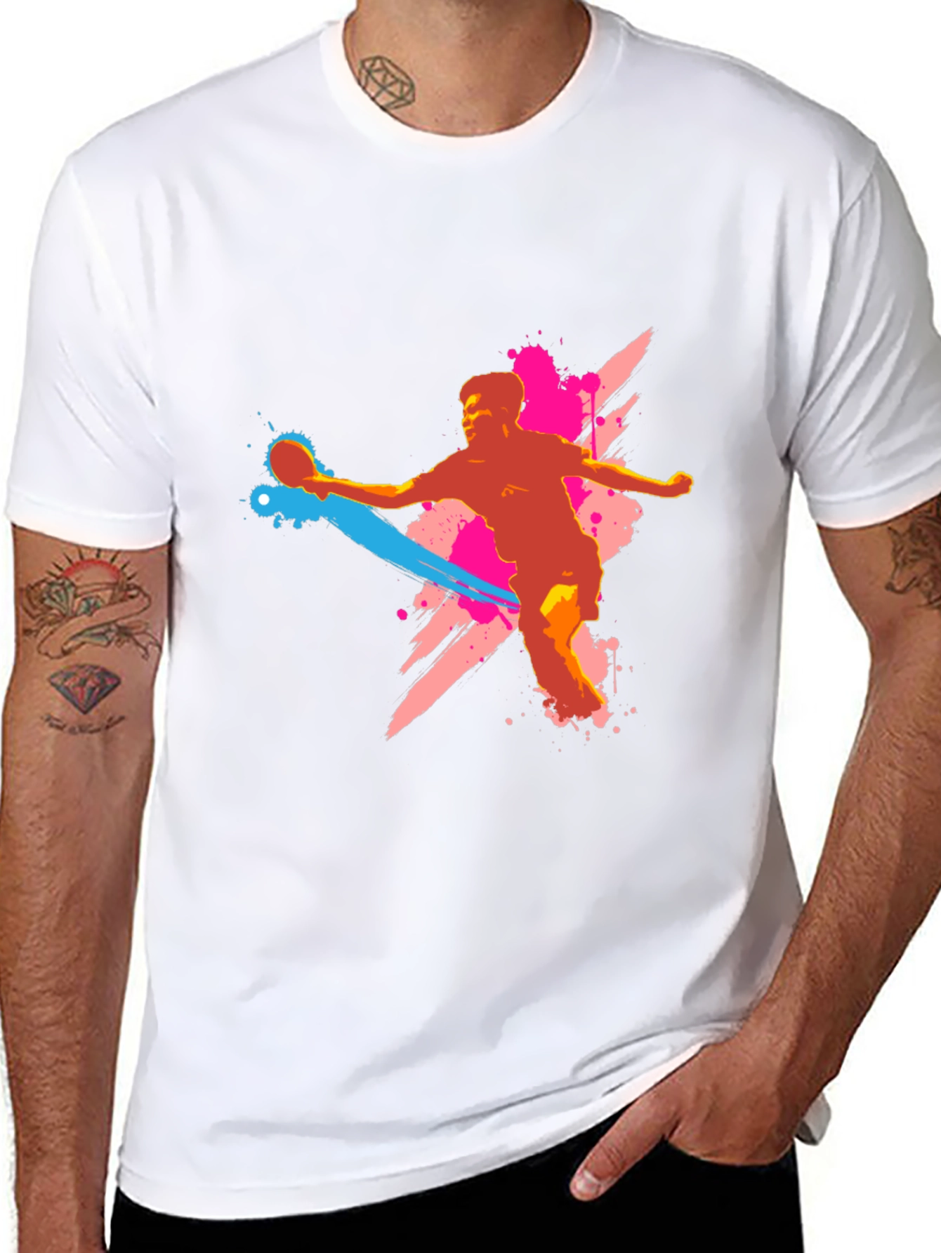 Handball Player Graphic T-Shirt - Black - 8