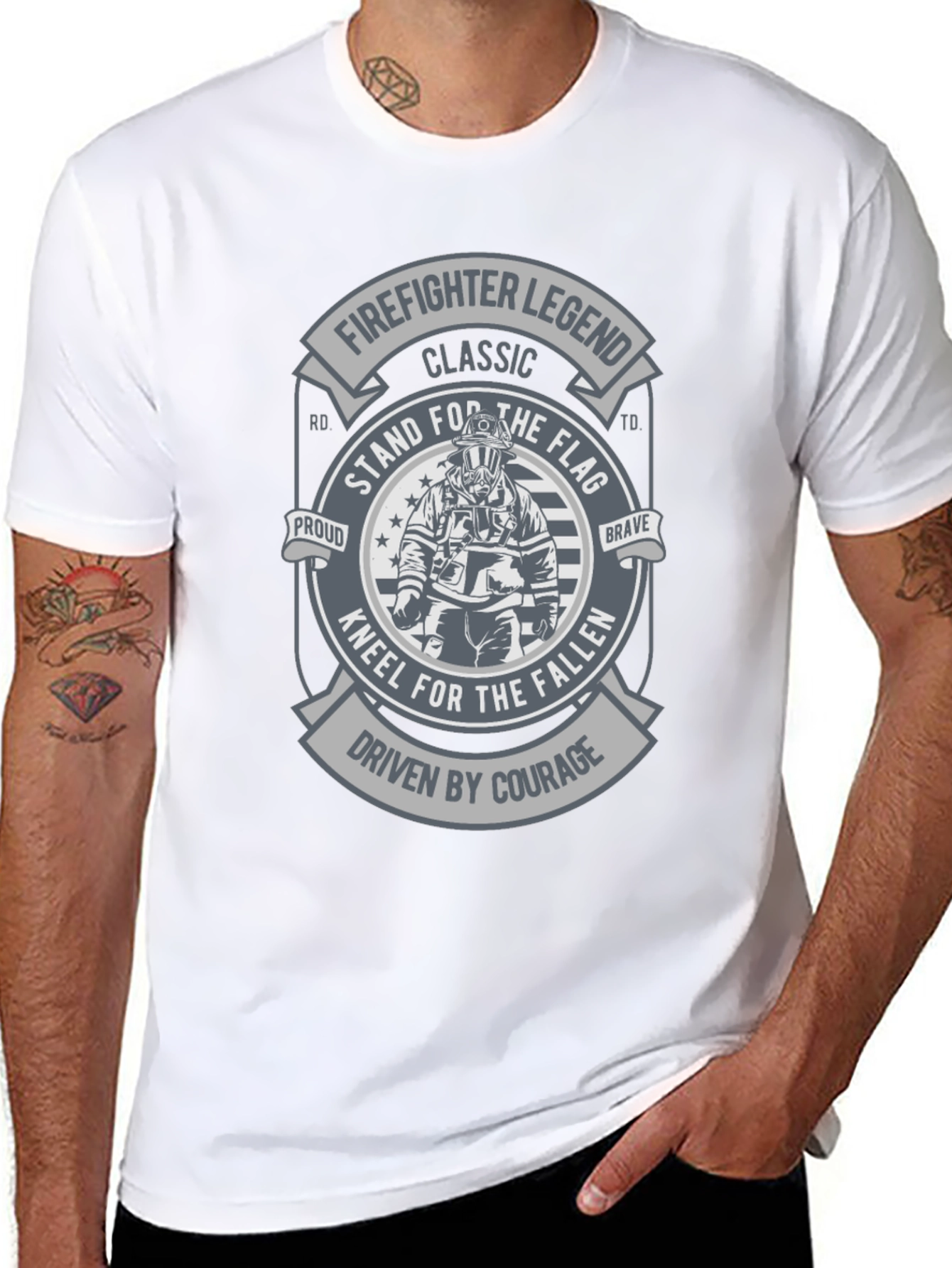 Black Firefighter Legend Graphic Tee - Stand for the Flag view 8