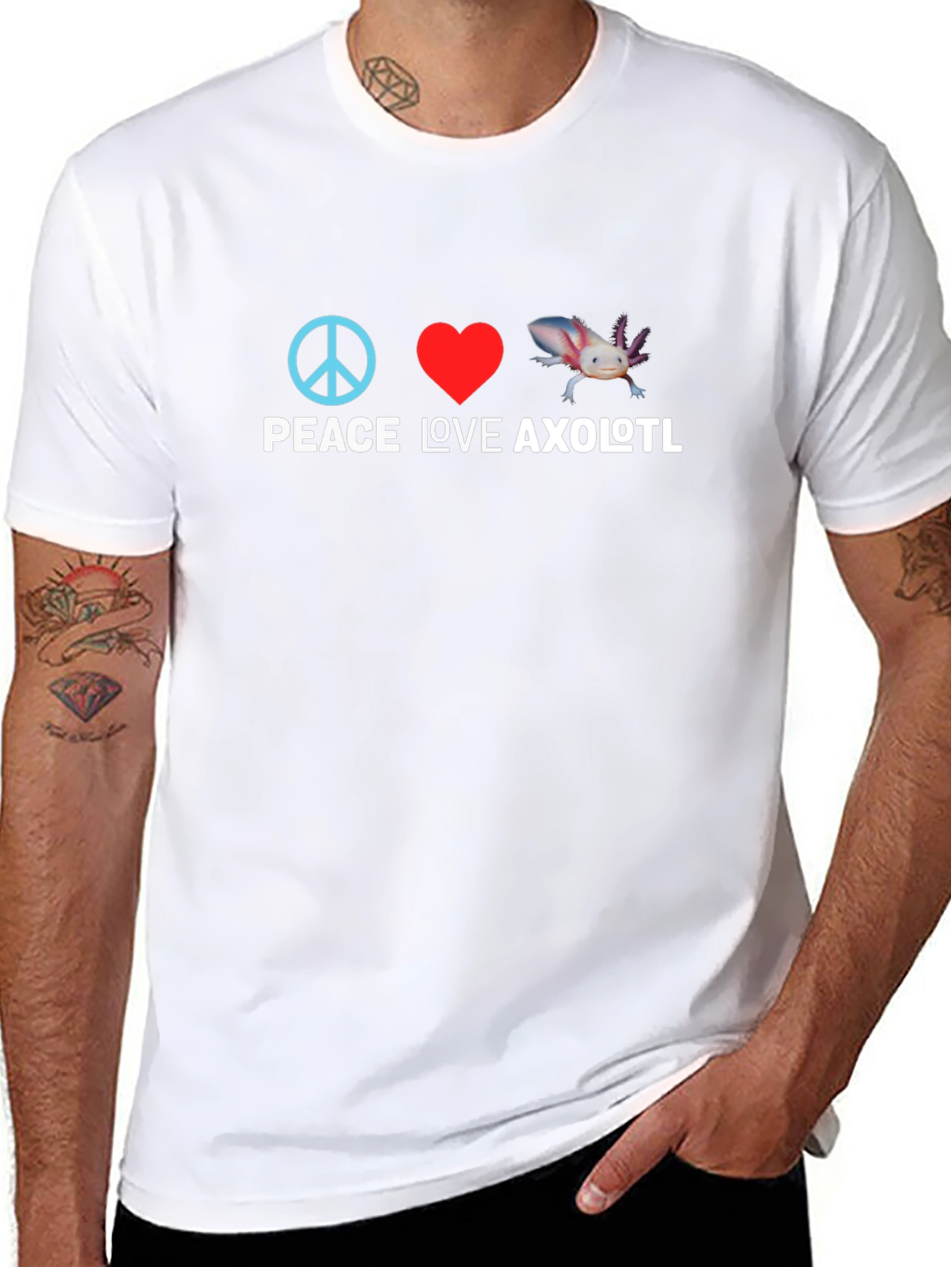 Black Peace Love Axolotl Graphic Tee view 8