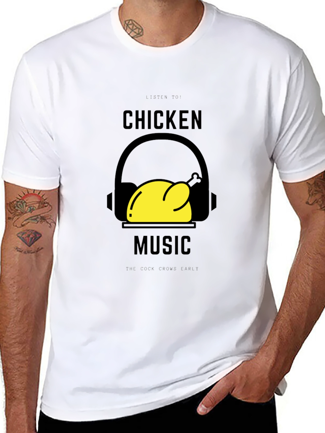 Black Chicken Music Graphic T-Shirt - Black view 8