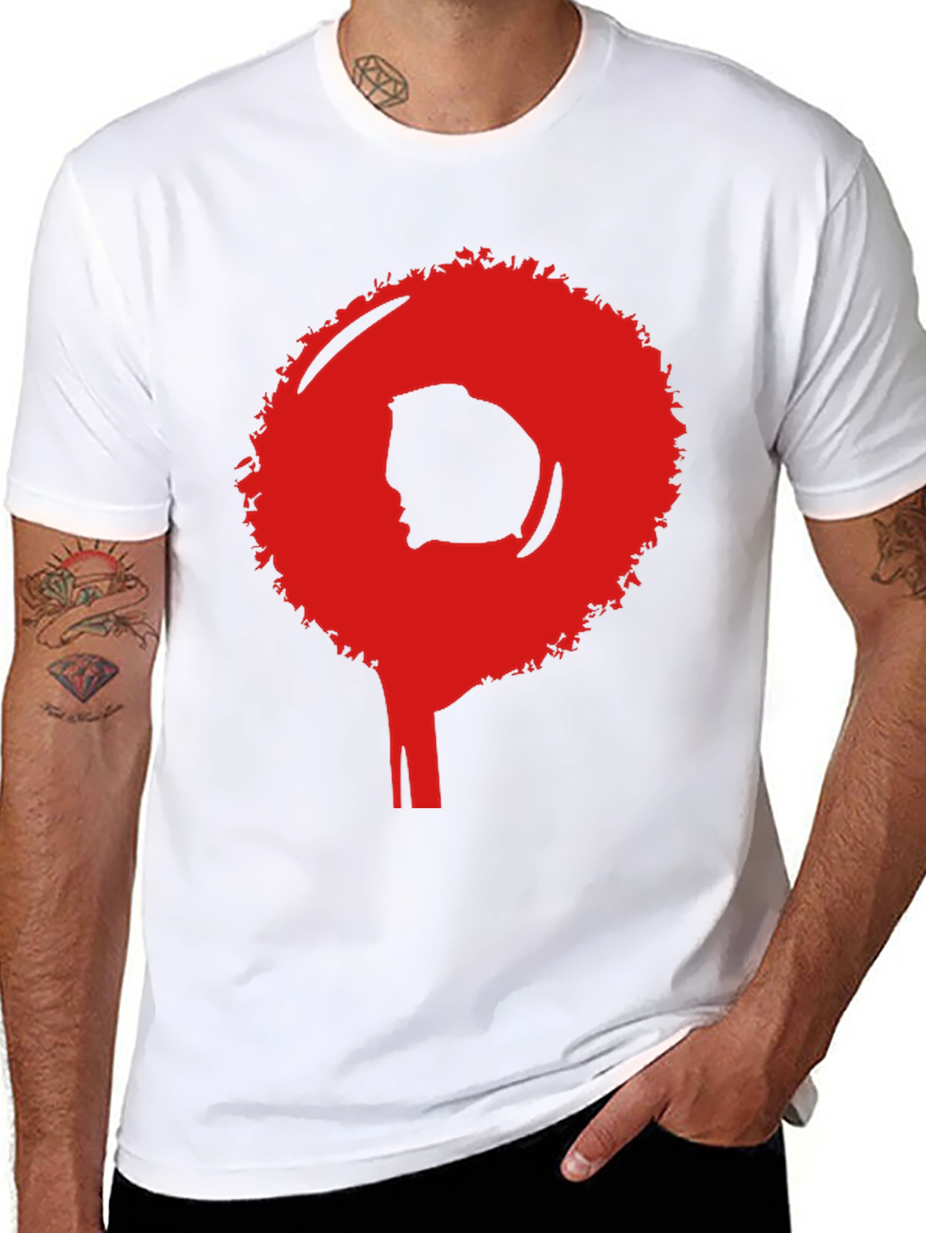 Black Afro Silhouette Graphic Tee - Bold Statement Shirt view 8