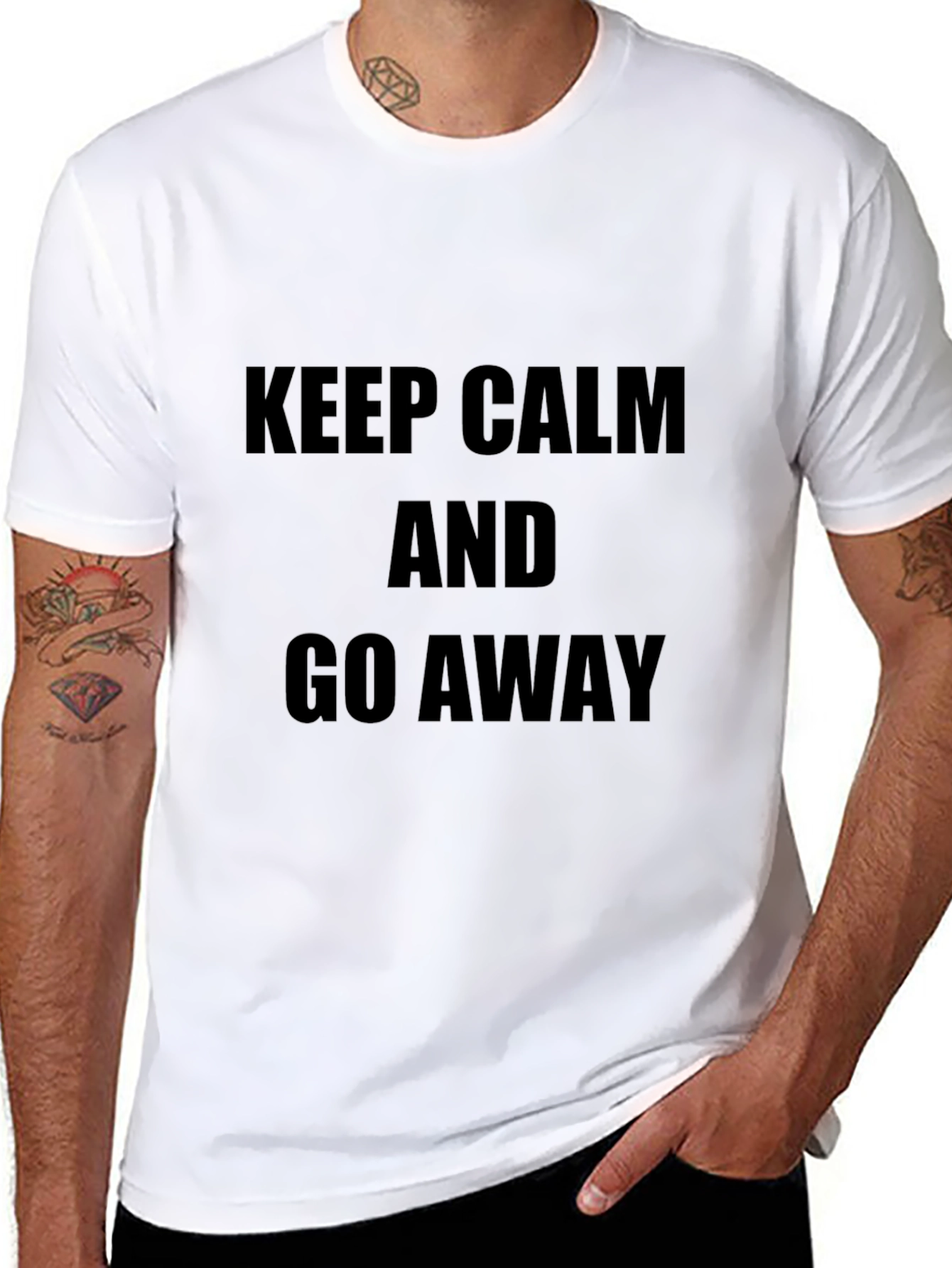 Black Keep Calm and Go Away Black T-Shirt view 8