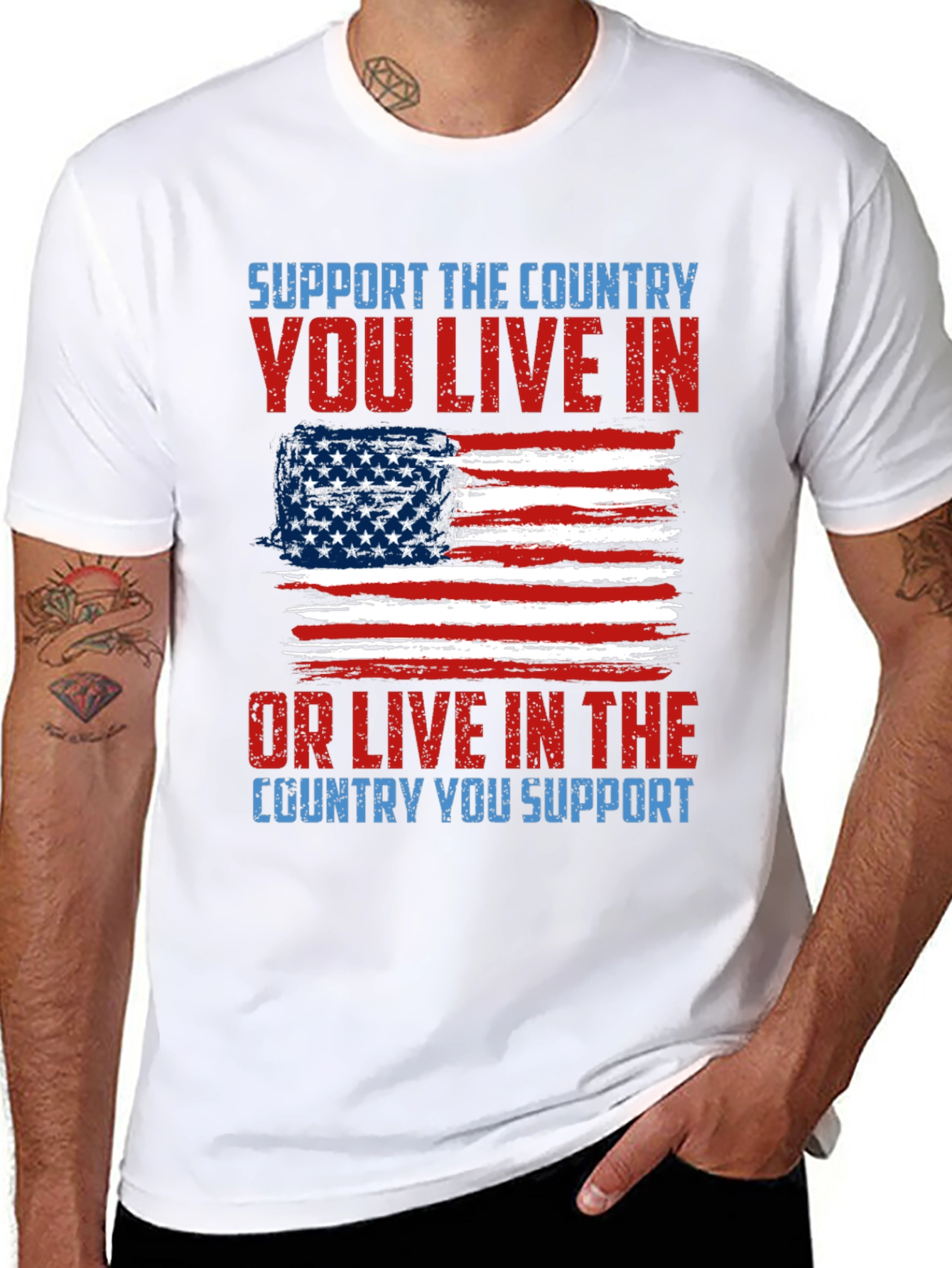 Black Patriotic T-Shirt - Support Your Country Tee view 8
