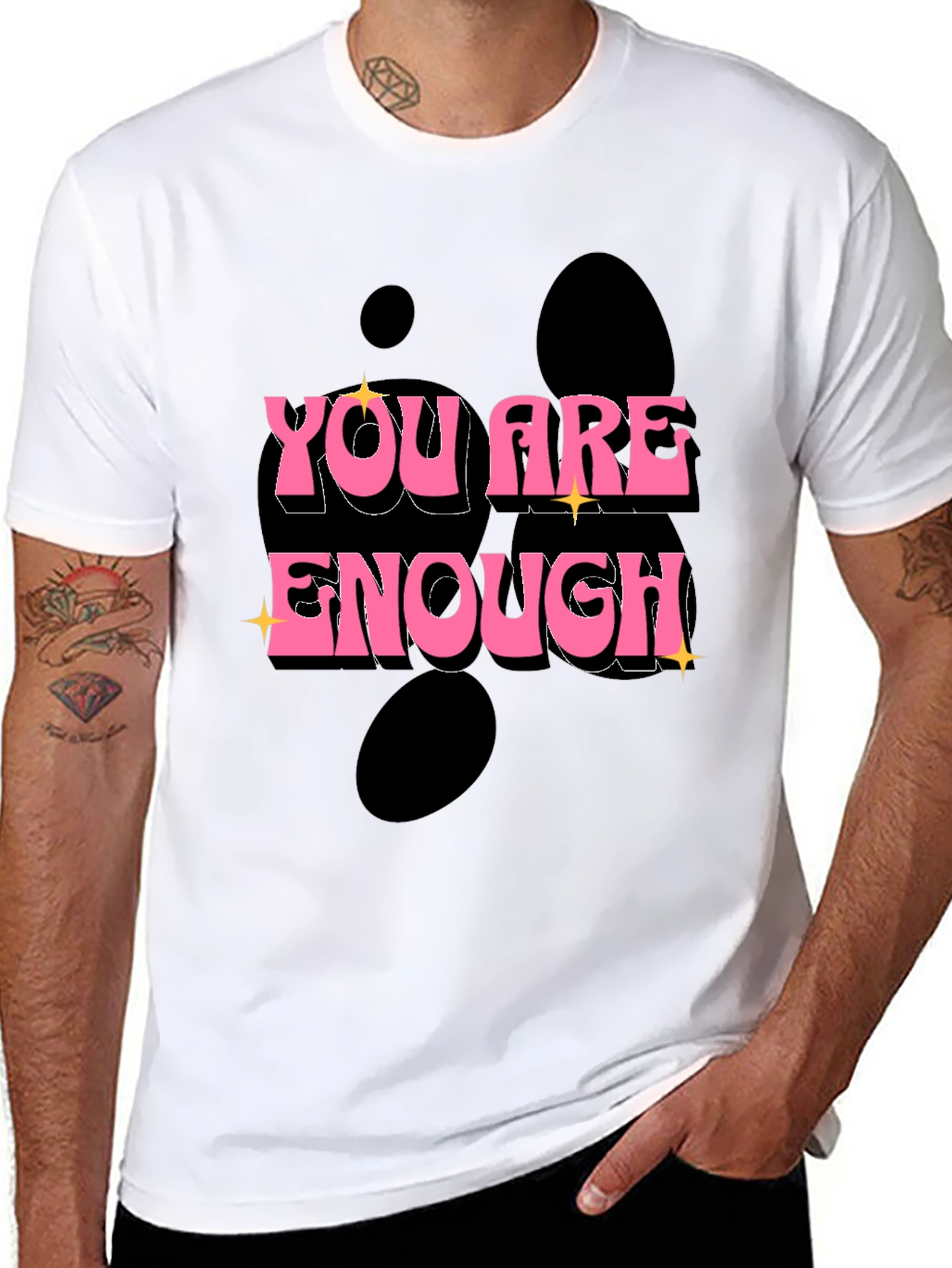 Black You Are Enough Graphic Tee - Black view 8