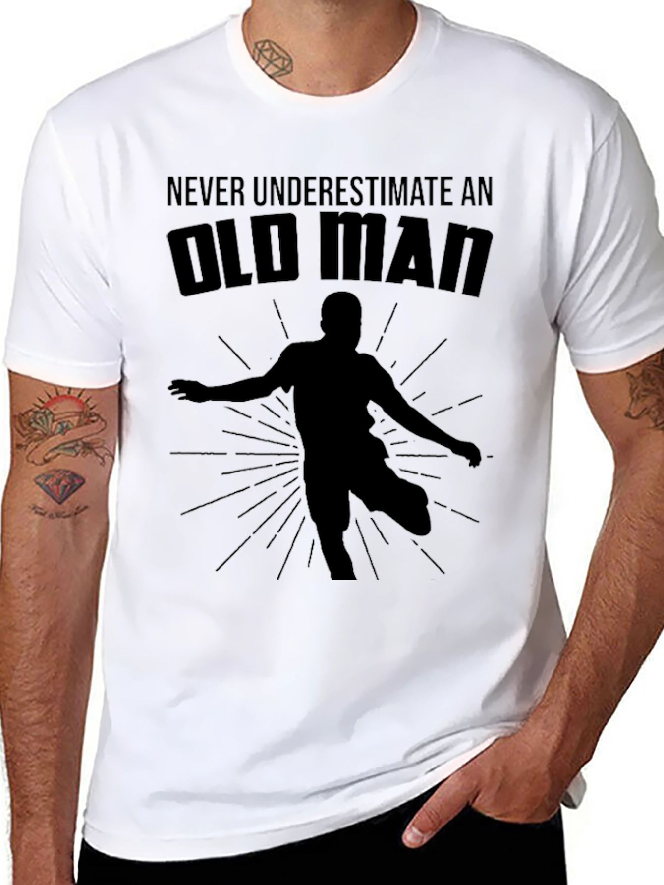 Black Never Underestimate an Old Man T-Shirt view 8