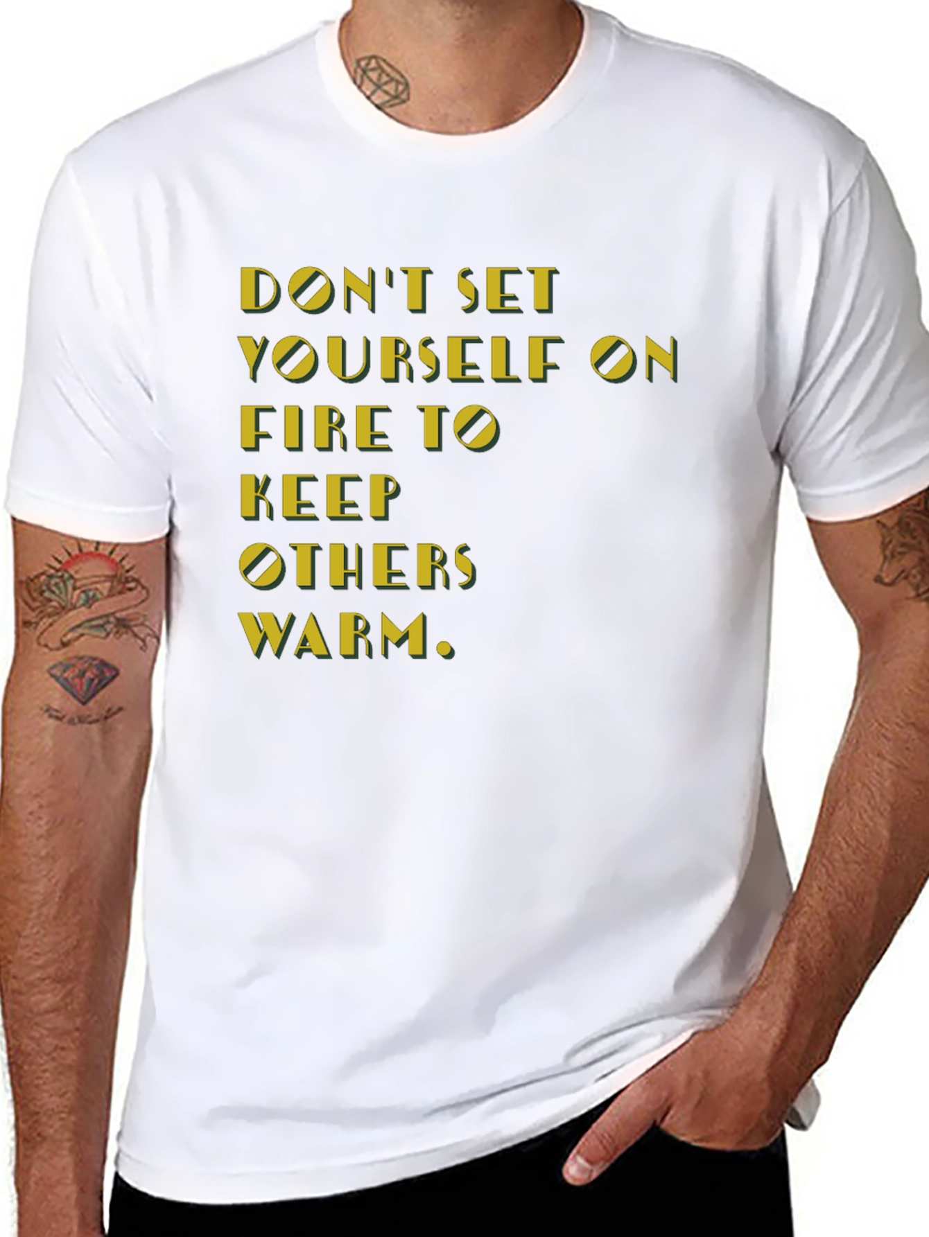 Black Inspirational T-Shirt: Don't Set Yourself On Fire view 8
