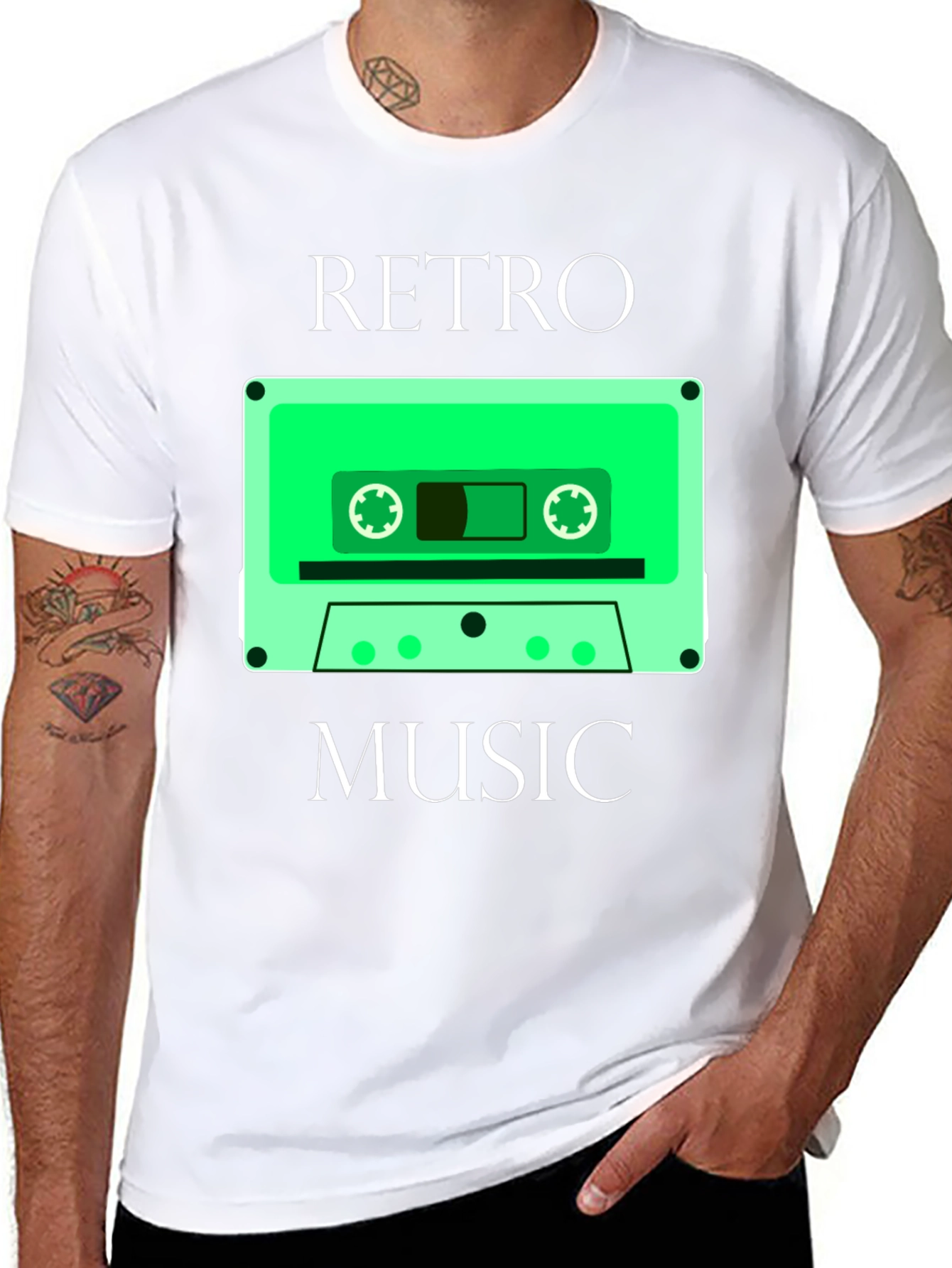 Black Retro Music Cassette Graphic T-Shirt view 8
