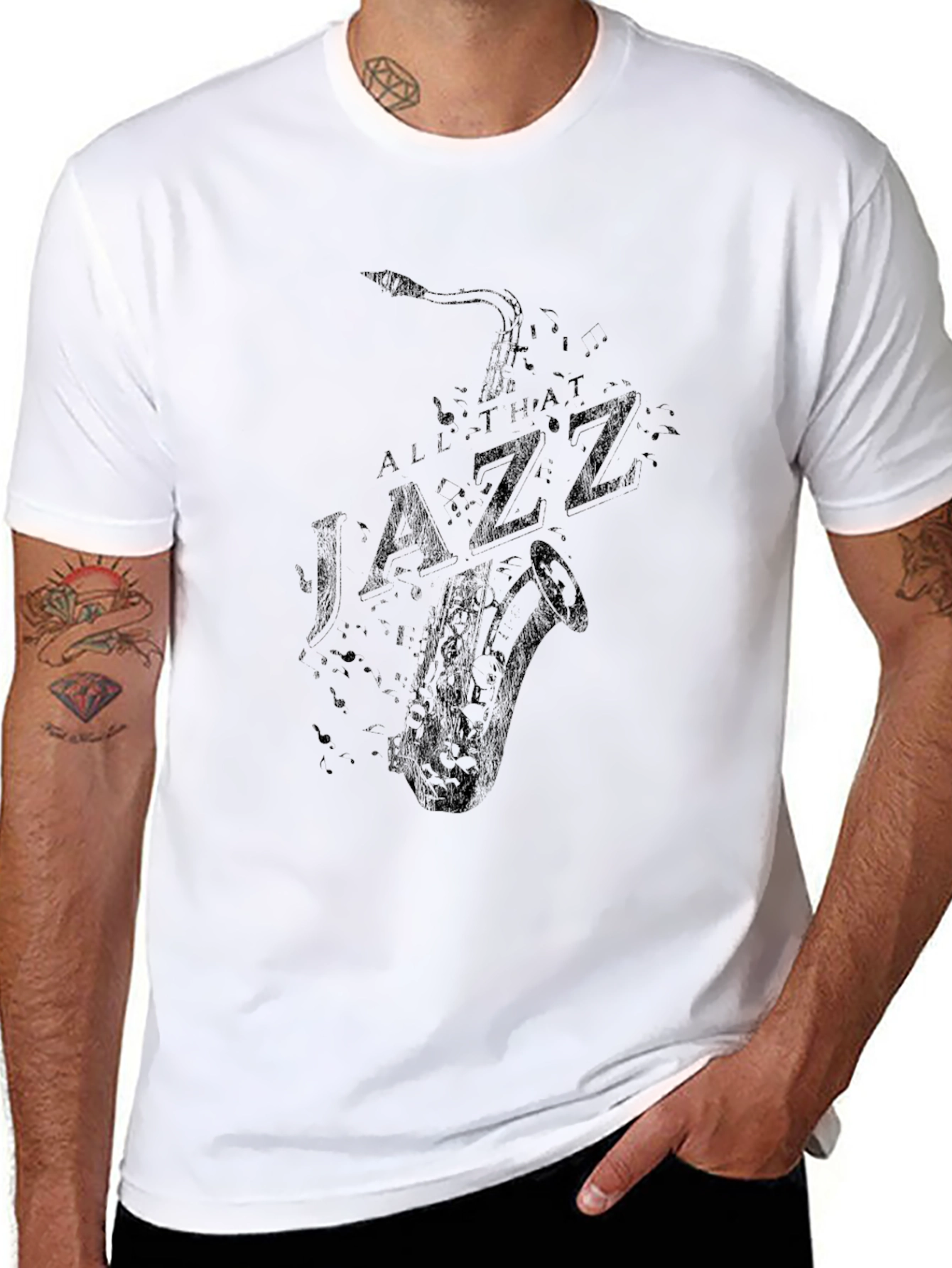 Black All That Jazz Graphic Tee - Black Cotton Comfort view 8