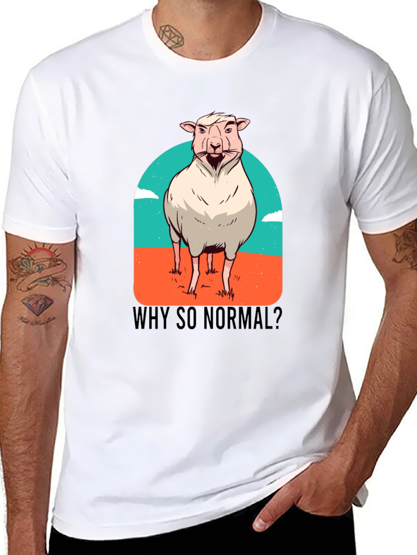 Black Why So Normal? Sheep Graphic T-Shirt view 8