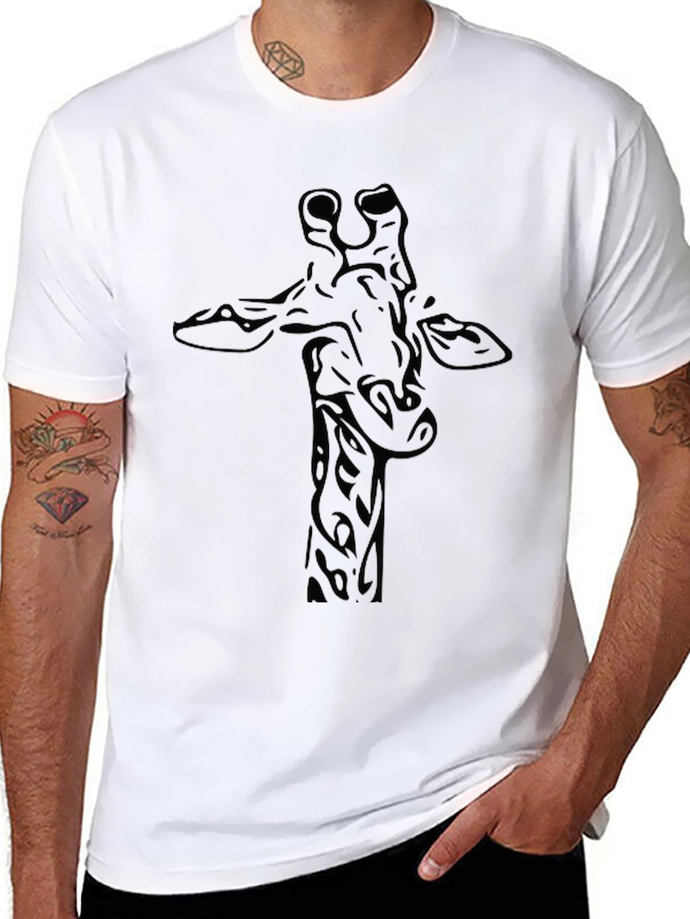 Black Giraffe Graphic Tee - Stylish Black T-Shirt view 8