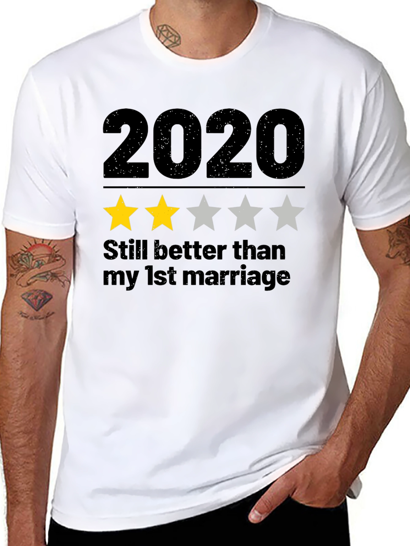Black 2020 Two Star T-Shirt - Funny Sarcastic Tee view 8