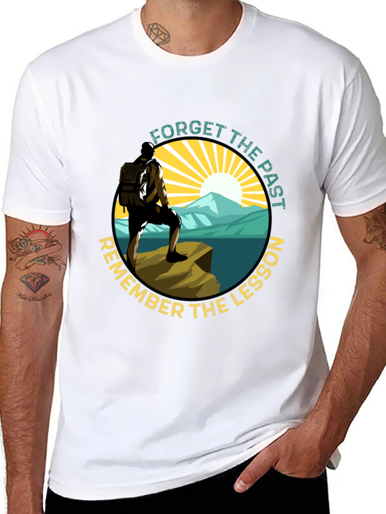 Black Forget Past Remember Lesson T-Shirt view 8