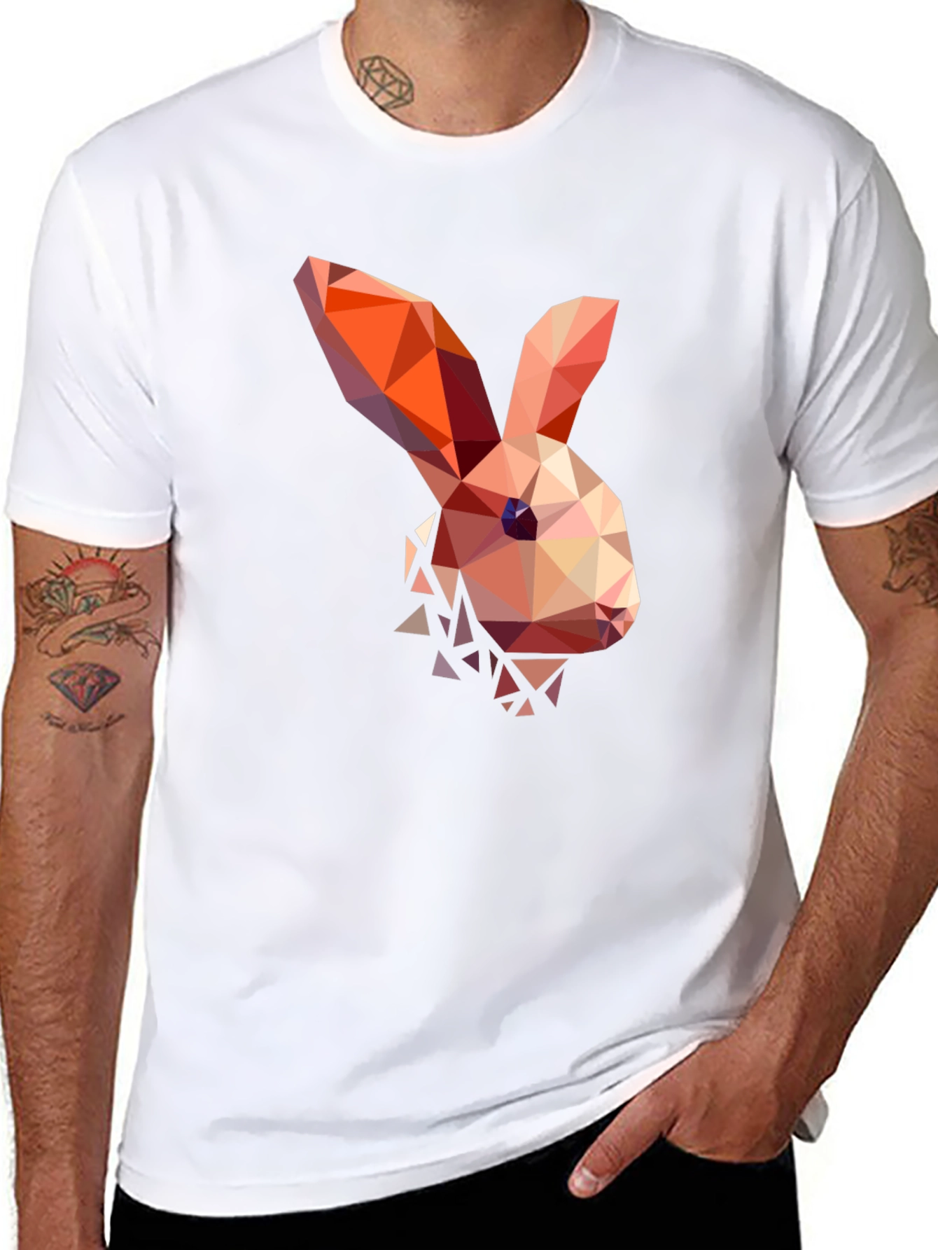 Black Geometric Bunny Graphic T-Shirt view 8