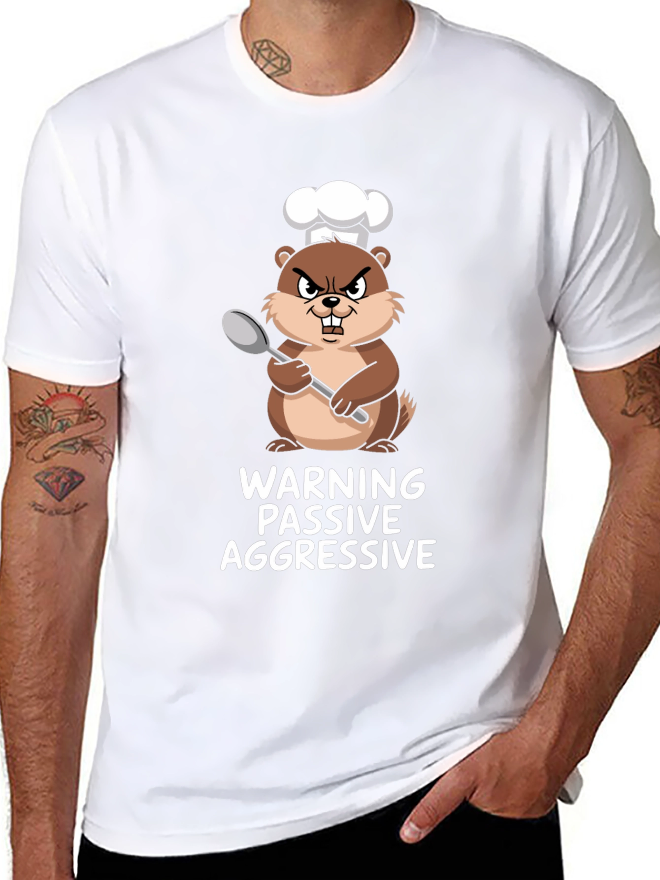 Black Passive Aggressive Chef Beaver Graphic Tee view 8