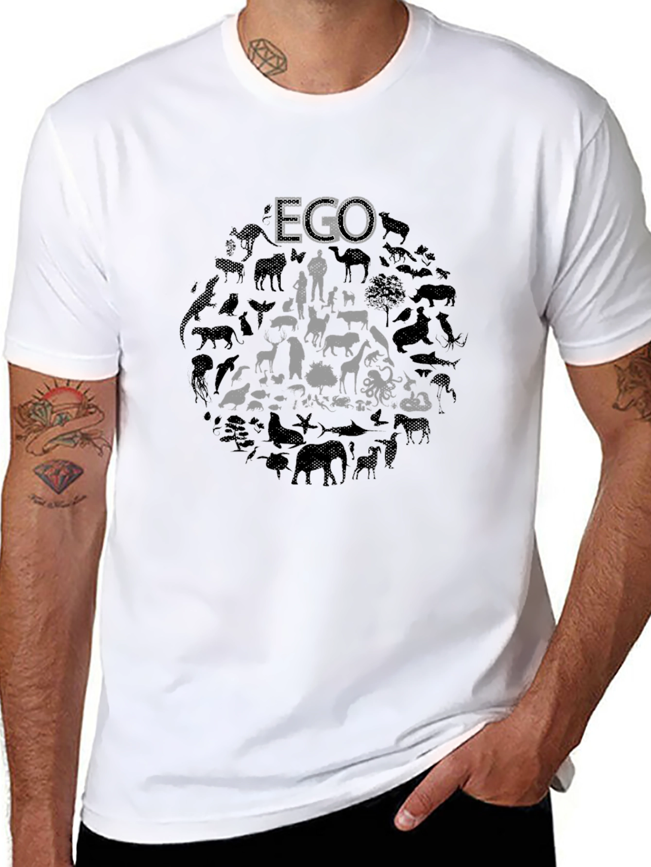Black Eco Wildlife Graphic Print T-Shirt - Black view 8