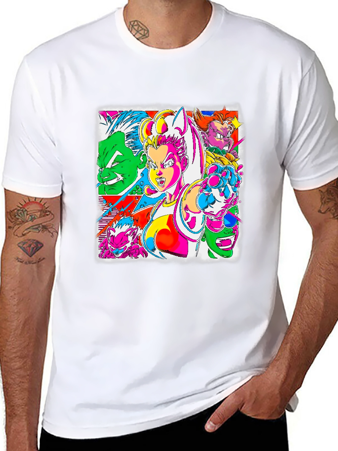 Retro Anime Graphic Tee - Bold & Vibrant Style - 8