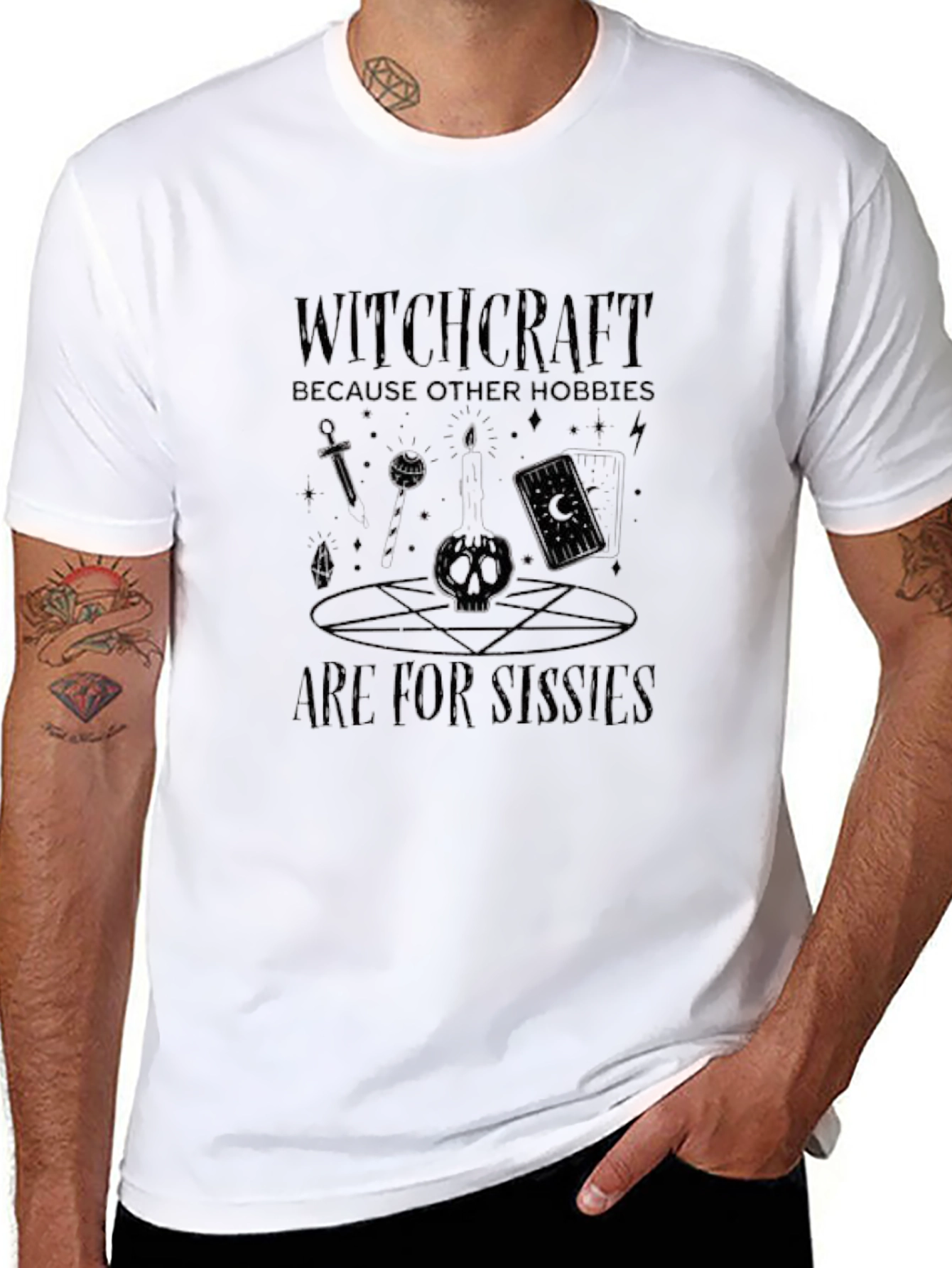 Black Witchcraft Hobbies Tee - Black Graphic T-Shirt view 8