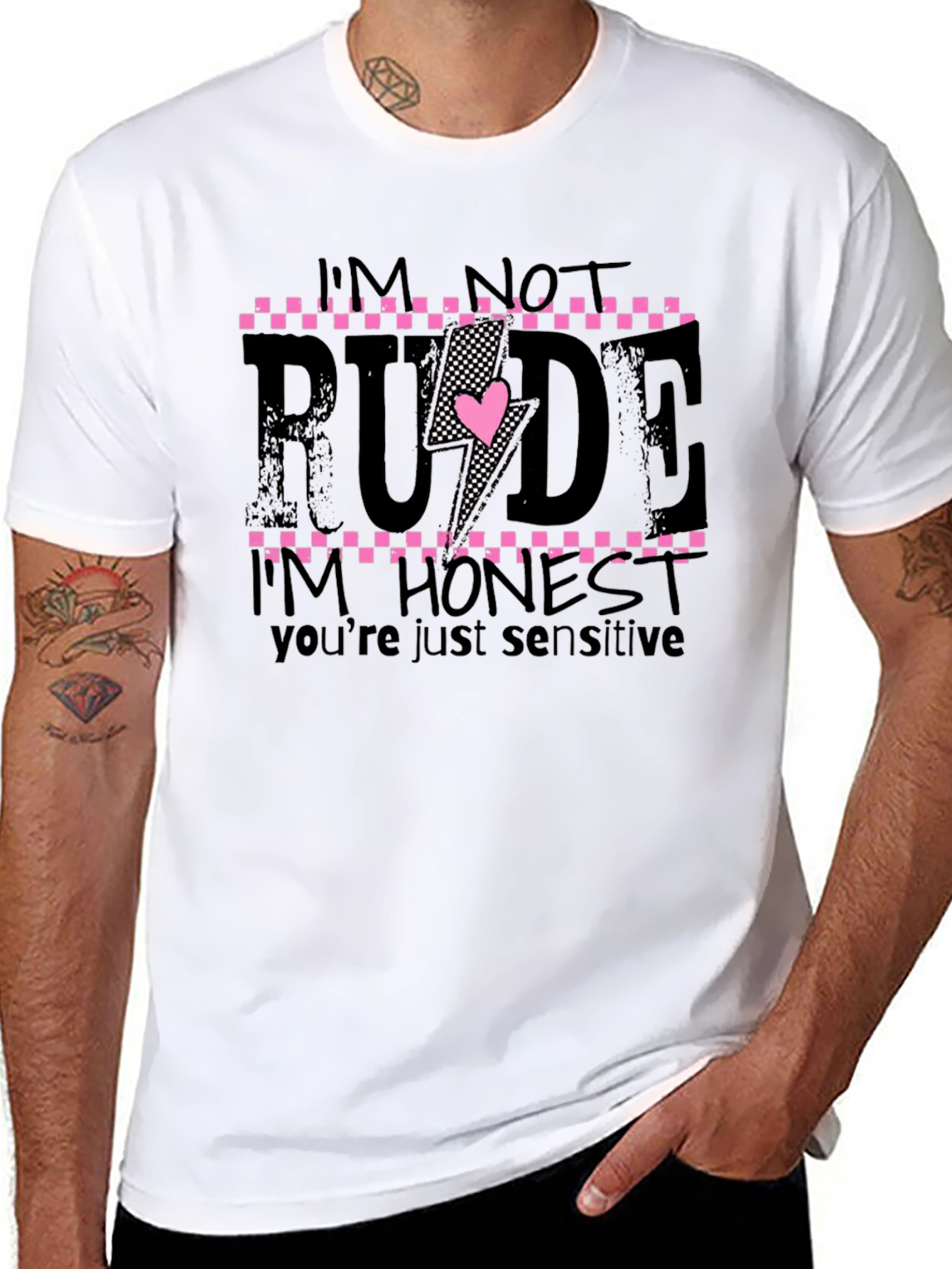 Black Funny "I'm Not Rude" Graphic Tee view 8