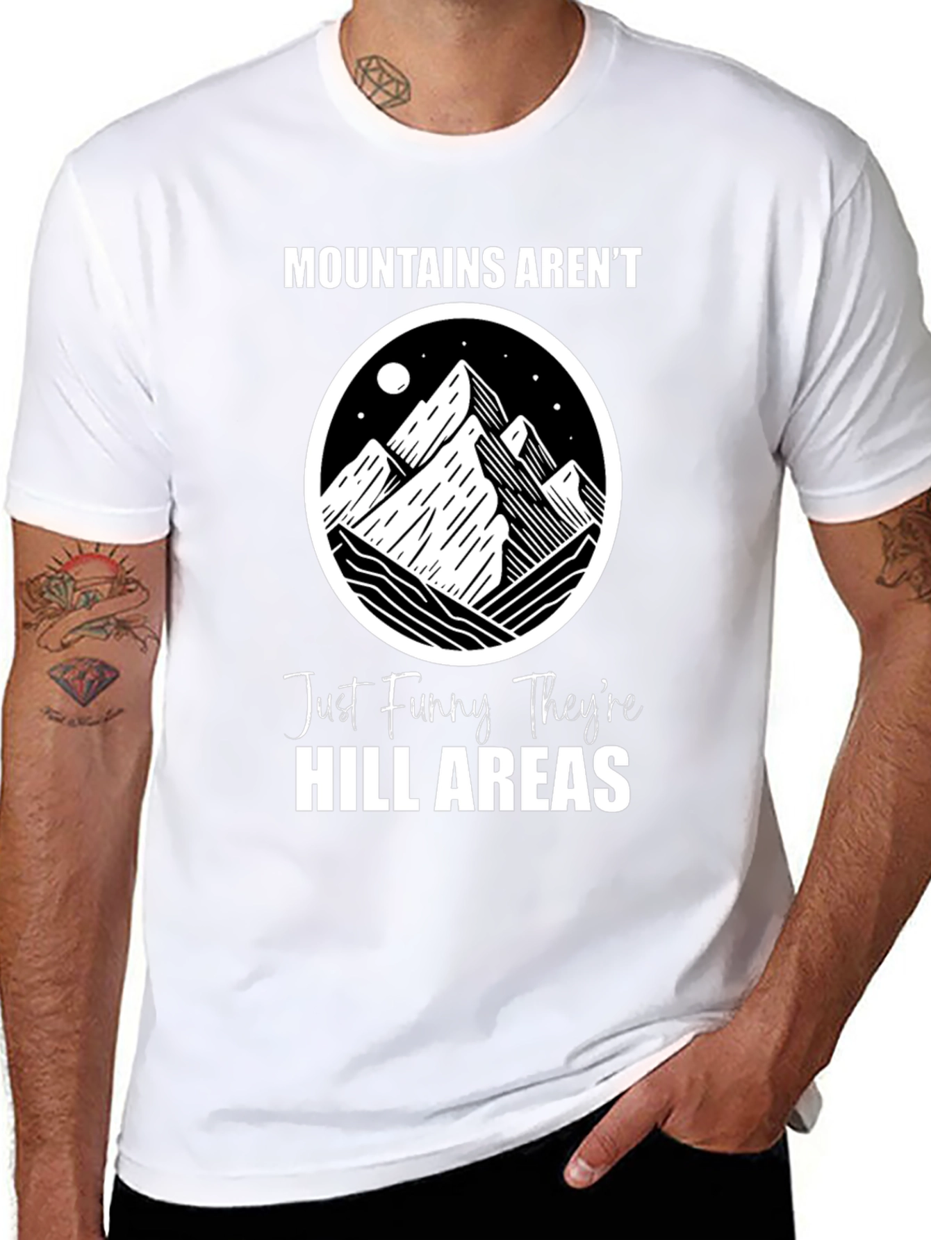 Black Funny Mountains Aren't Just Hill Areas Graphic T-Shirt view 8