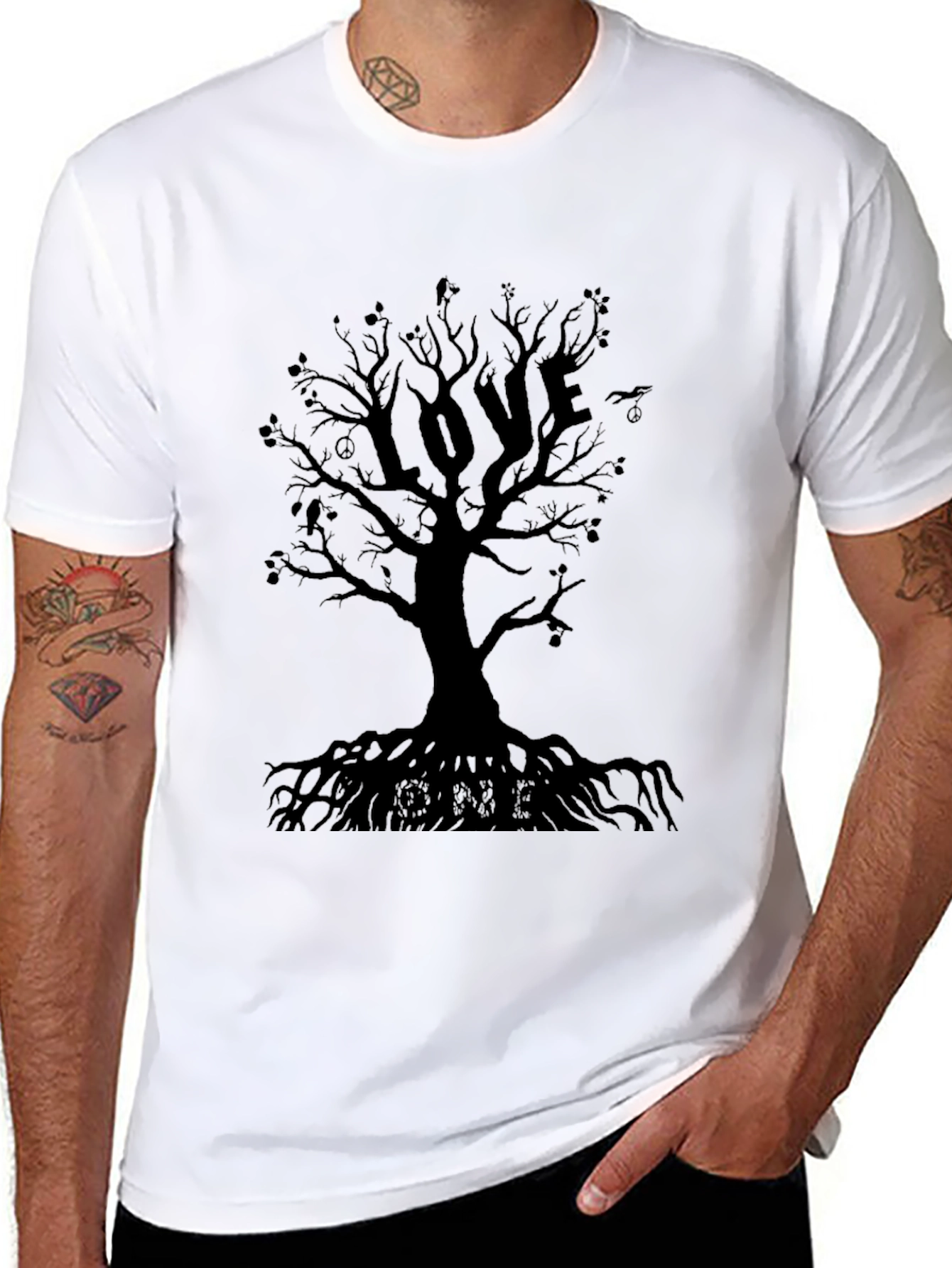 Black Love Tree Graphic T-Shirt - Black view 8