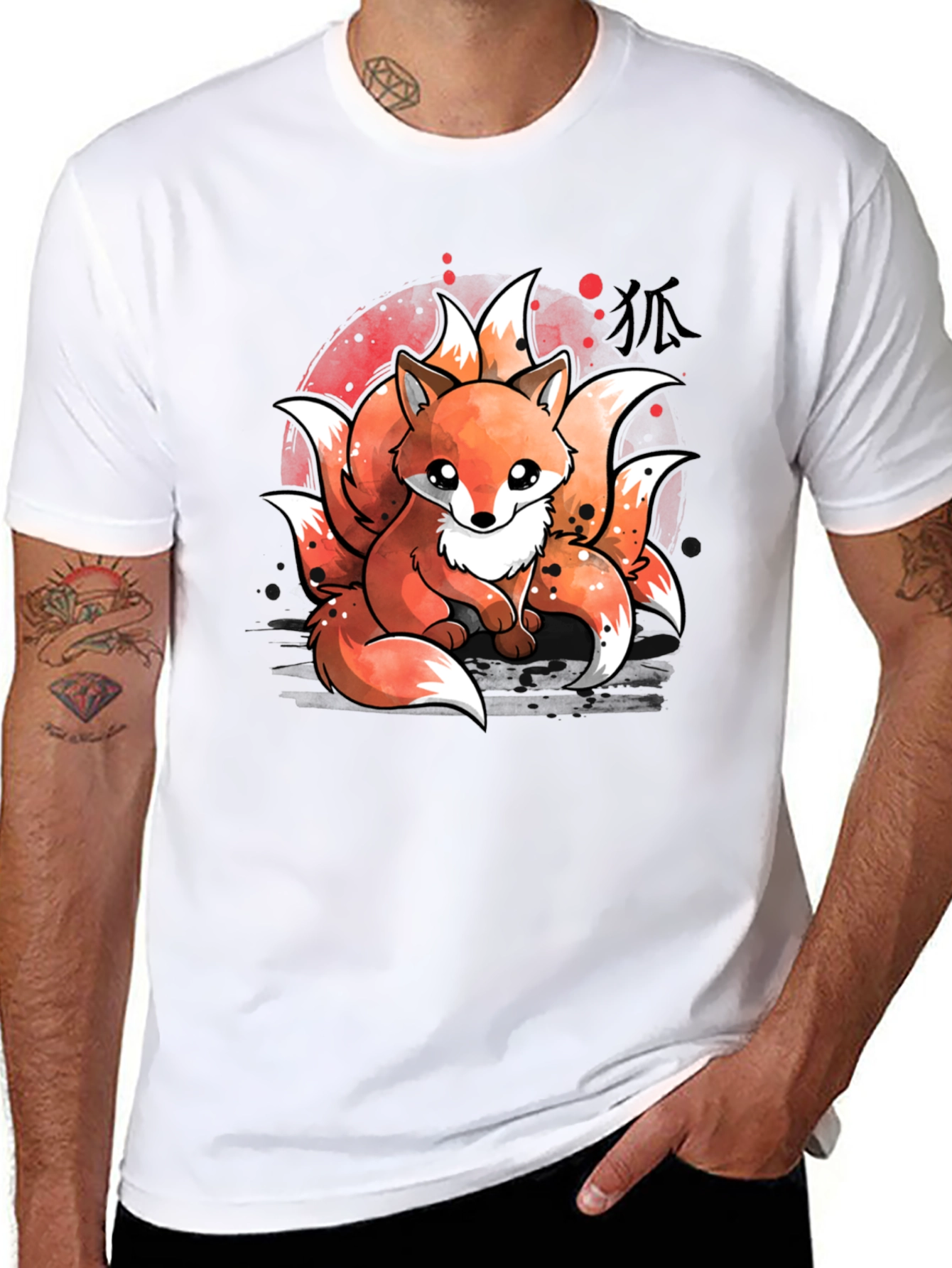 Black Nine-Tailed Fox Graphic T-Shirt - Anime Design view 8