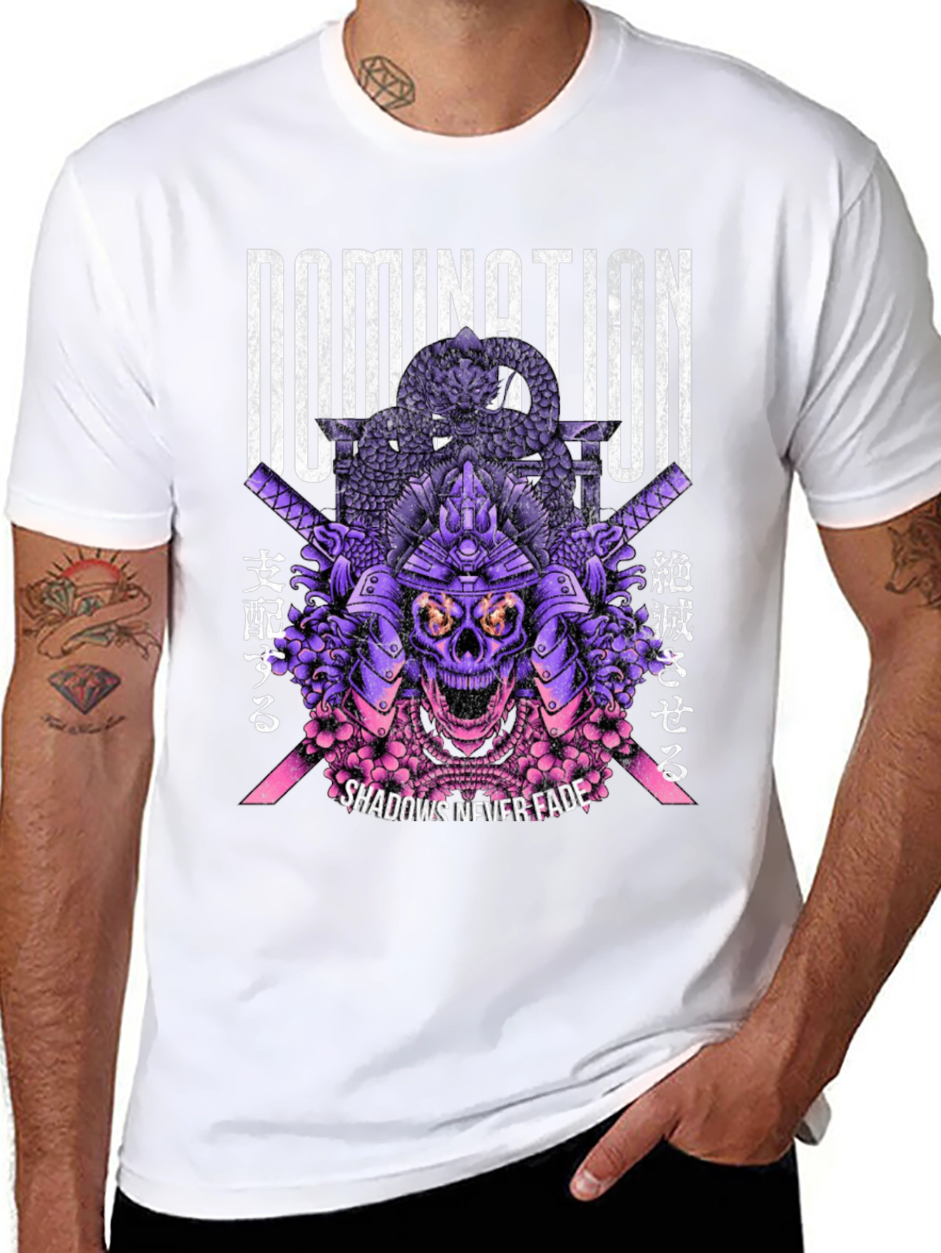 Black Domination Samurai Skull Graphic T-Shirt view 8