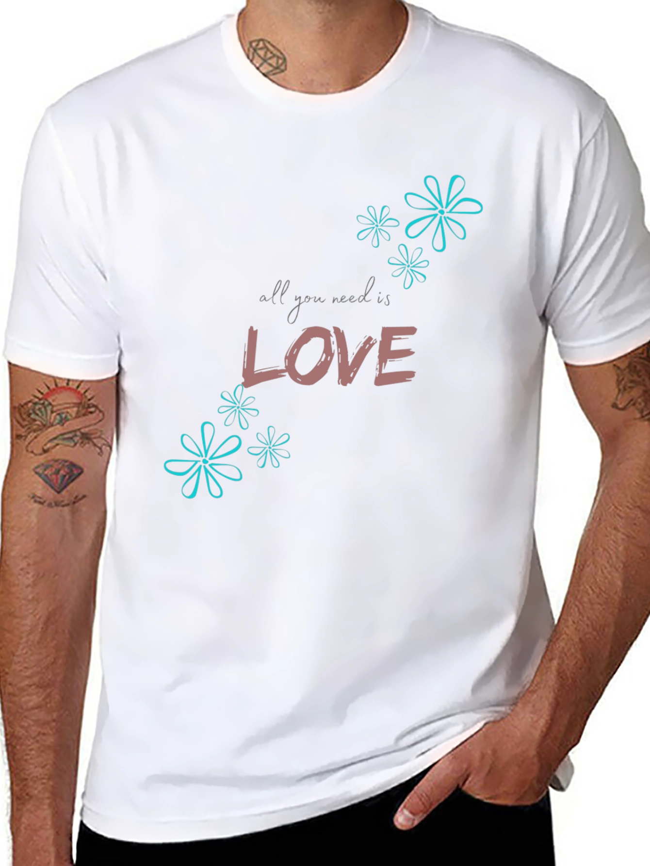Black All You Need is Love Graphic T-Shirt view 8