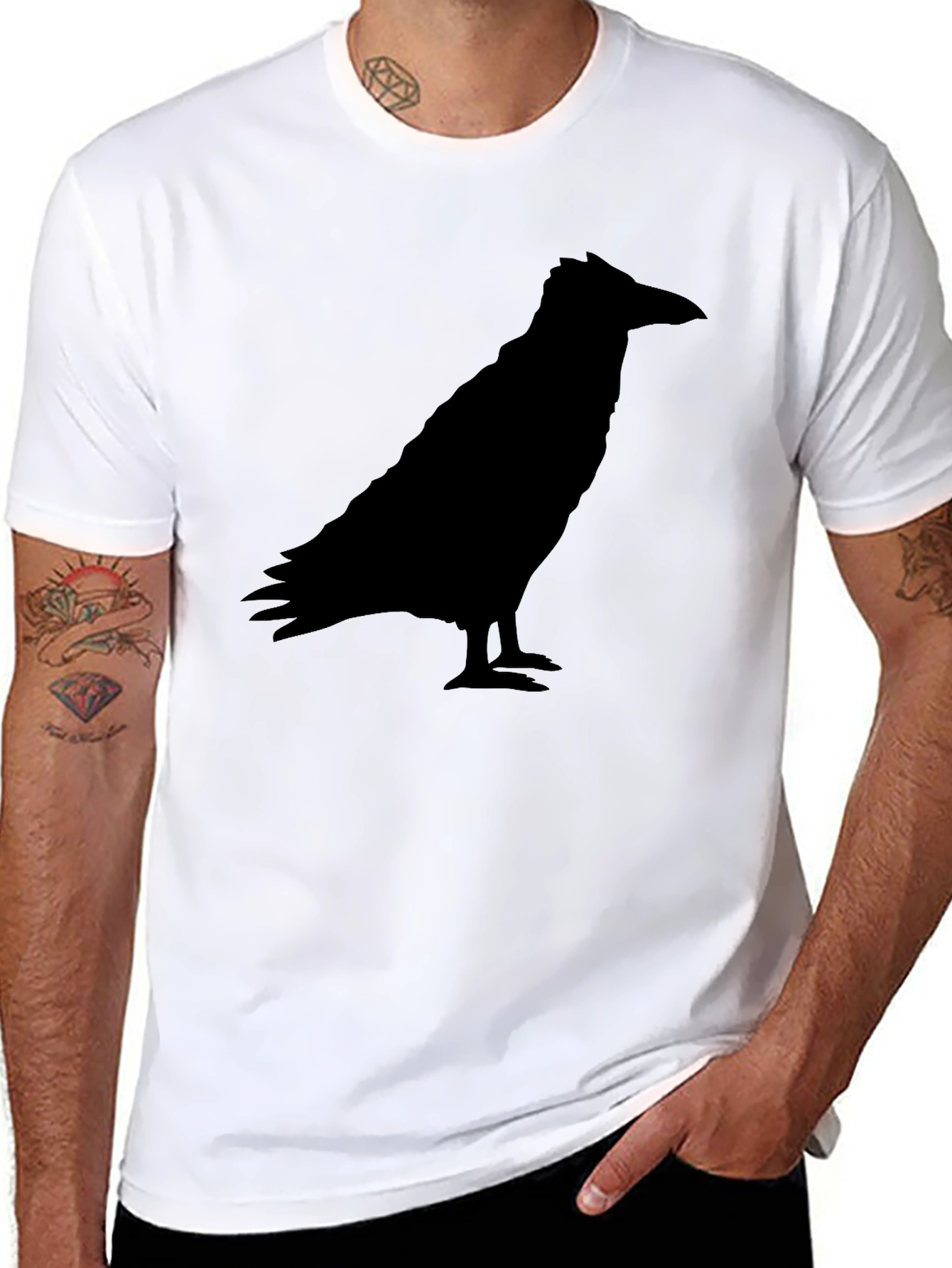 Black Raven Silhouette Graphic Tee - Black Crow Shirt view 8