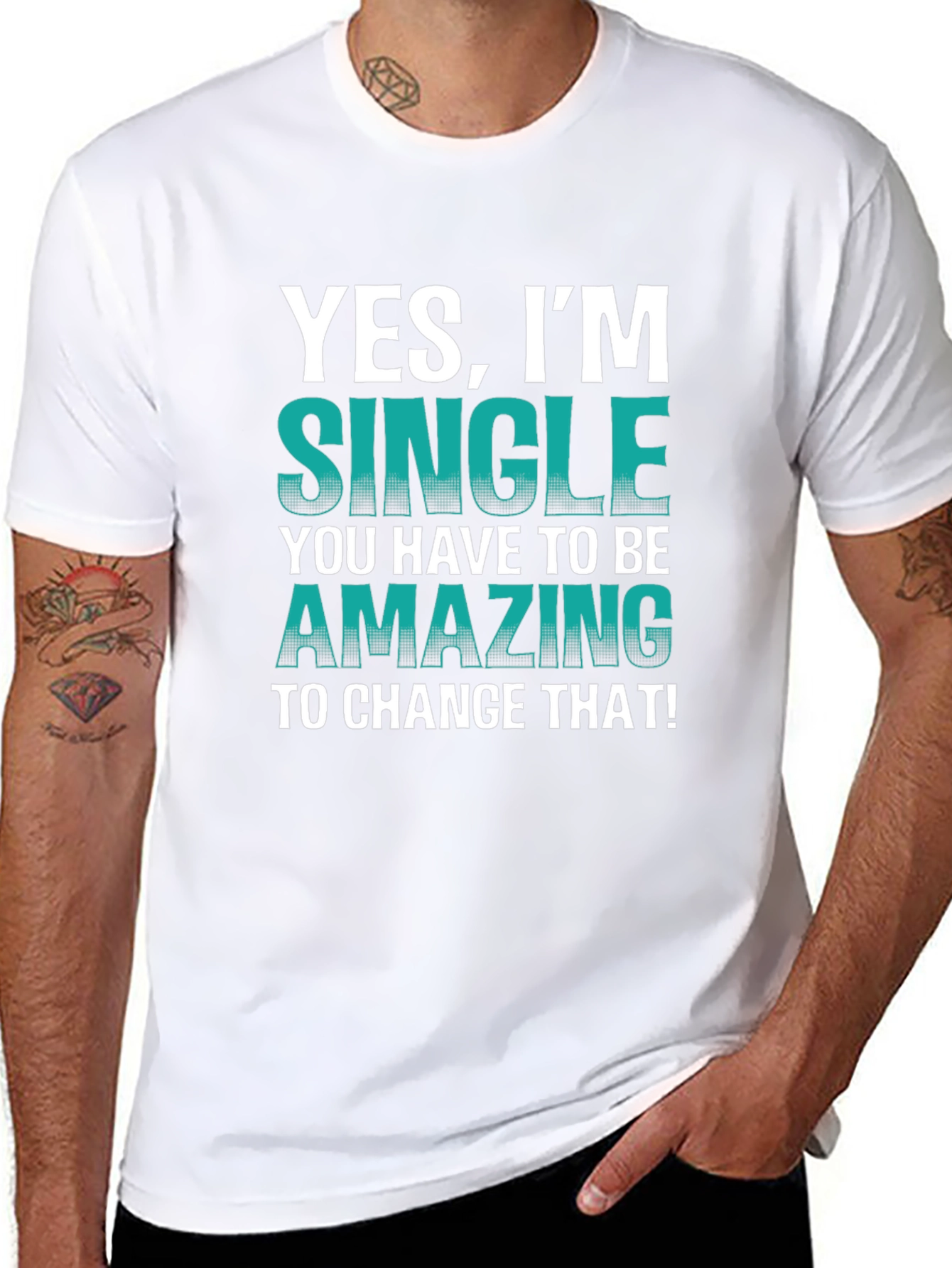 Black Yes, I'm Single T-Shirt - Humorous Statement Tee view 8