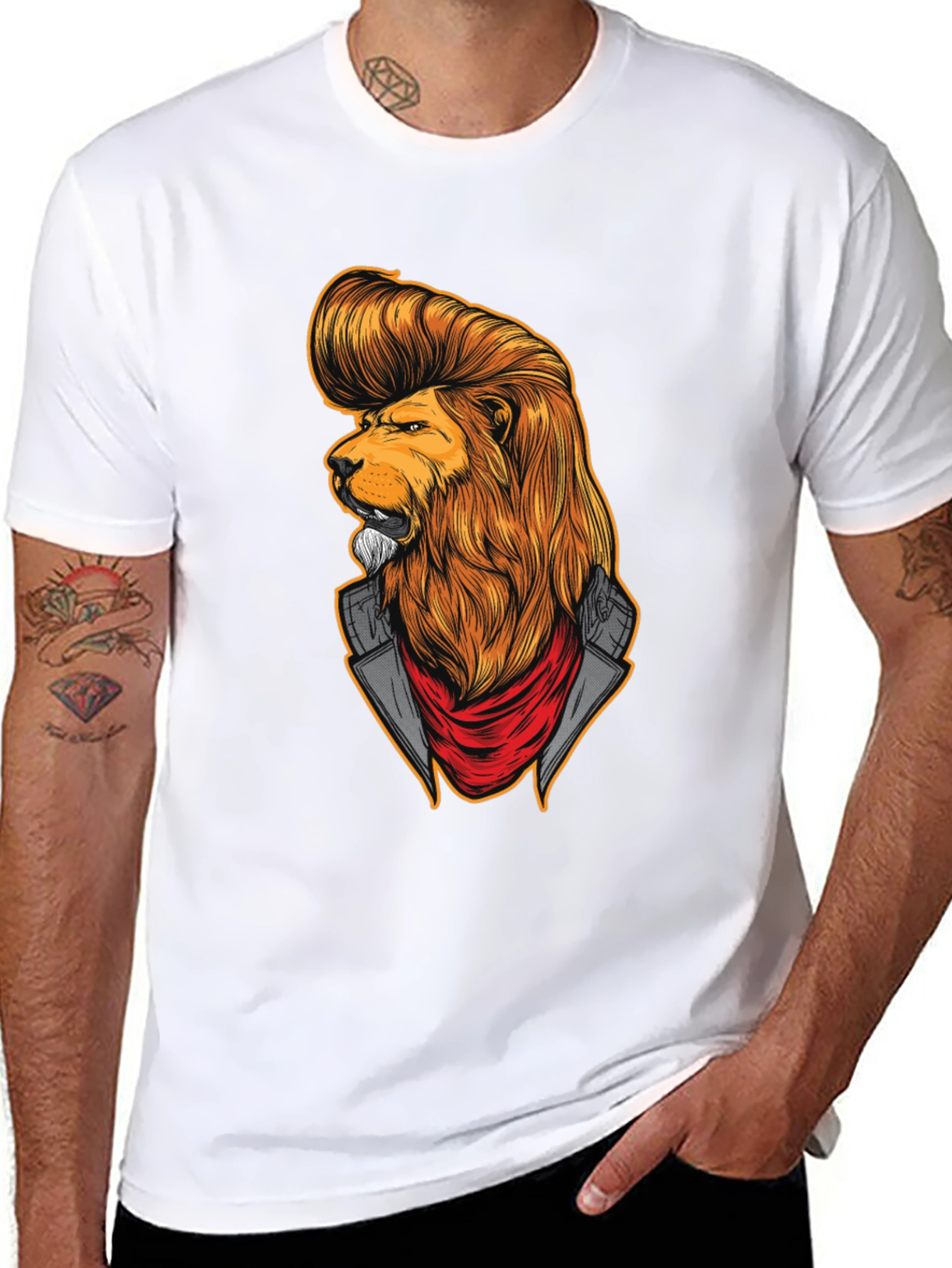 Black Lion Rockabilly T-Shirt - Cool Graphic Tee view 8